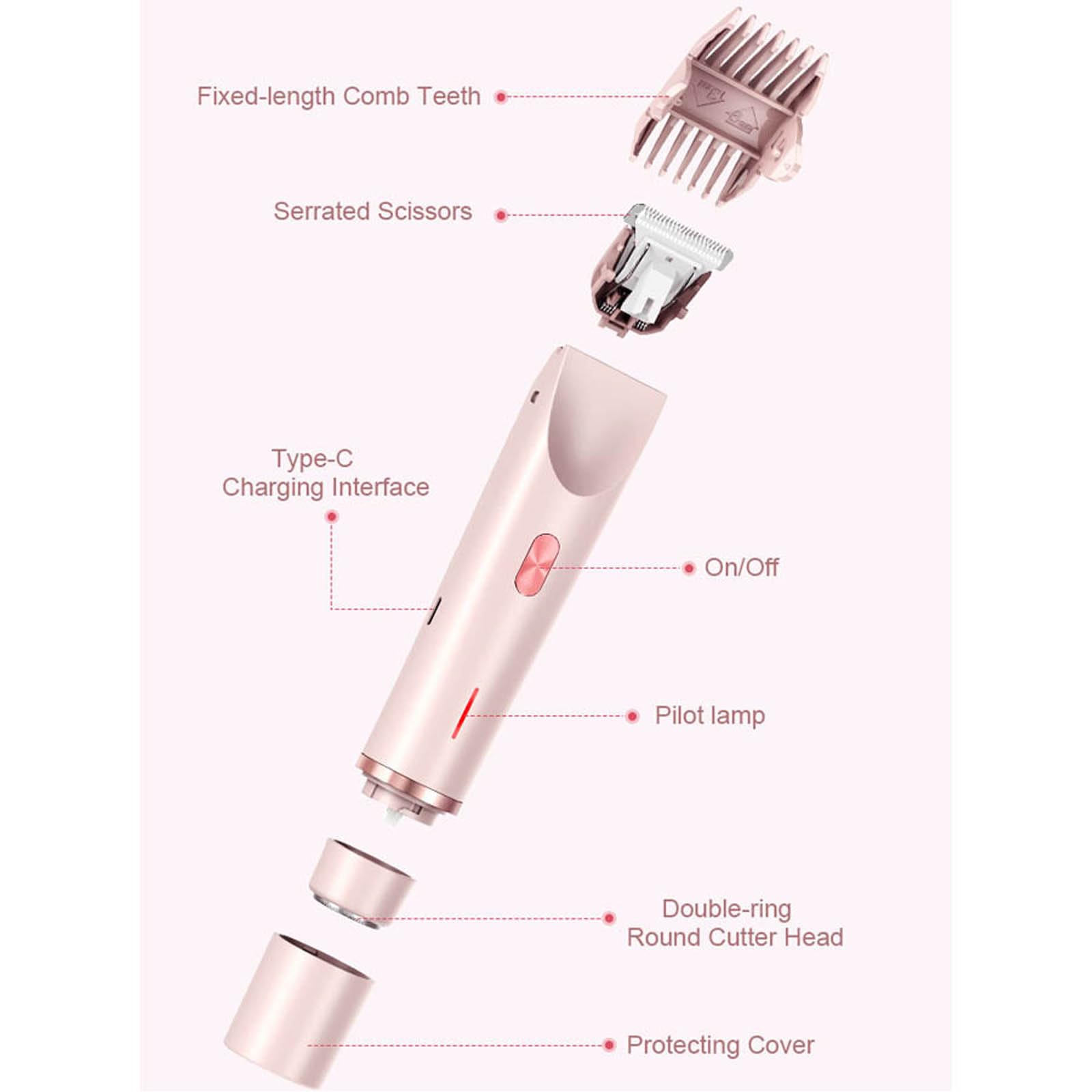 Reshline 2-in-1 Women's Electric Shaver - Dual Head Wet/Dry Rechargeable Razor for Legs, Underarms & Bikini Area - Smooth Shaving at Home or Travel