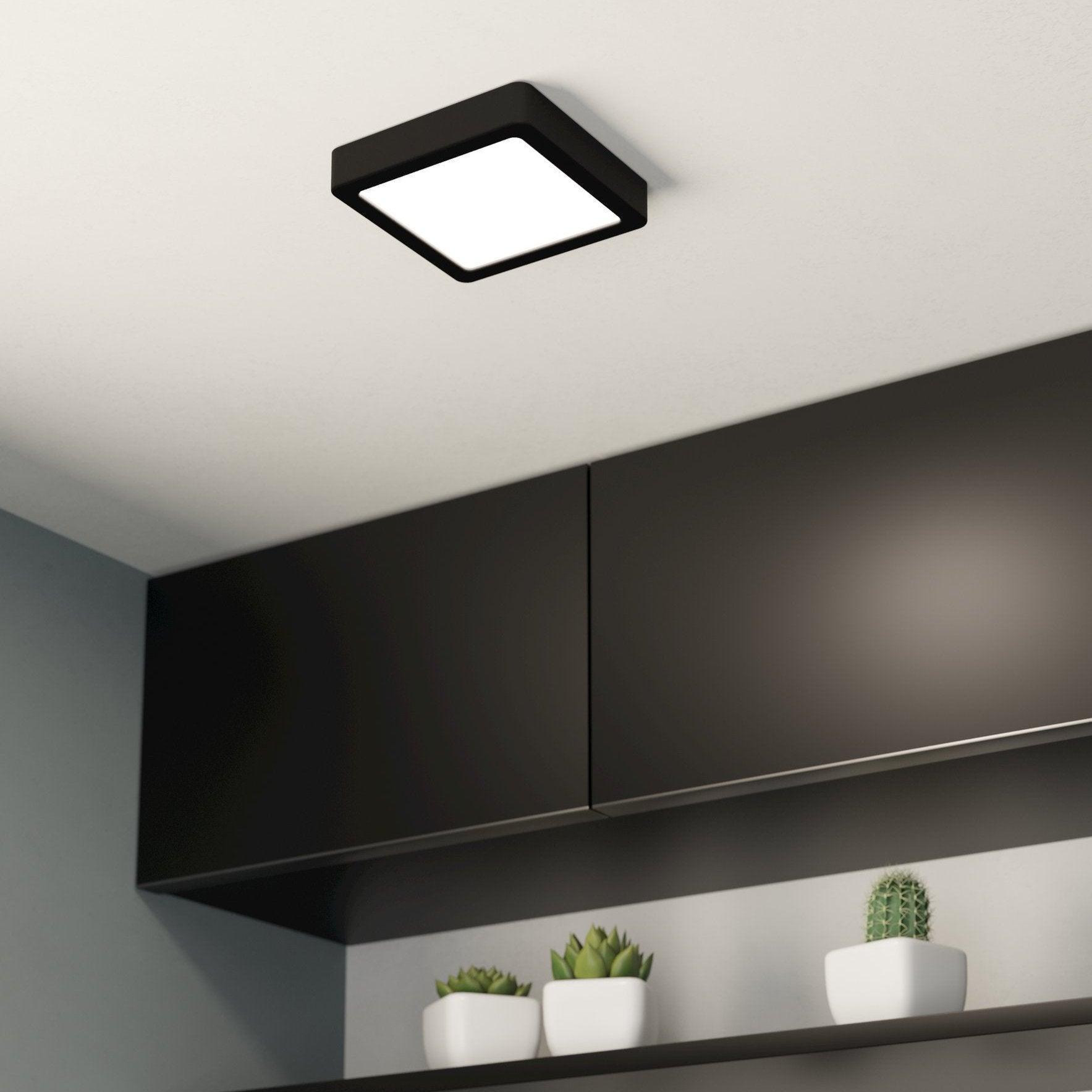 Eglo Fueva 5-LED Modern Square Flush Mount Ceiling Light Fixture - 21cm Black for Bedroom, Kitchen, Hallway & Office Lighting