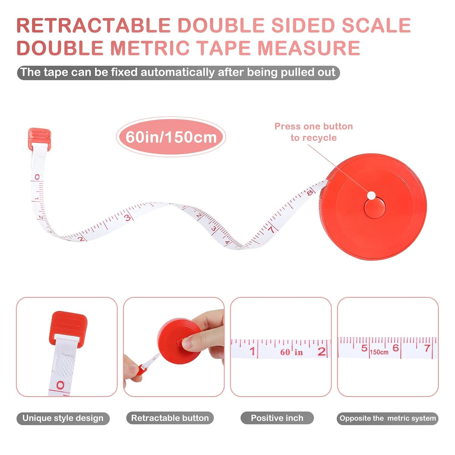24-120 Pack 12 Colors Retractable Measuring Tape 60-Inch/150cm Double-Scale Soft Tape Measure for Body Sewing, Tailoring, Cloth Craft, Knitting Projects - Perfect for DIY, Fashion Design & Home Crafts