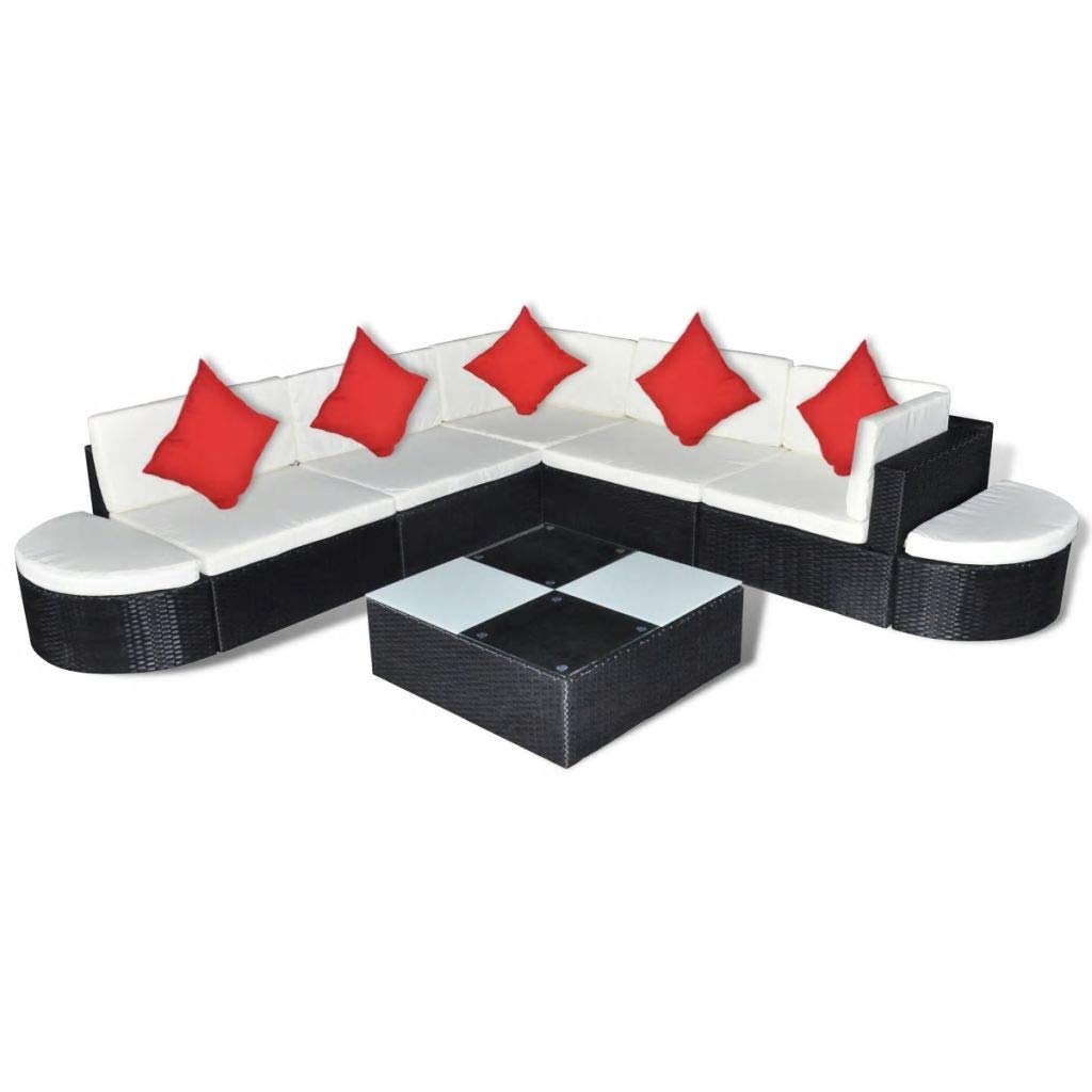 8-Piece Outdoor Patio Furniture Set - All-Weather Poly Rattan Sofa Sectional with Cushions & Coffee Table - Perfect for Backyard, Garden, Poolside & Patio Relaxation