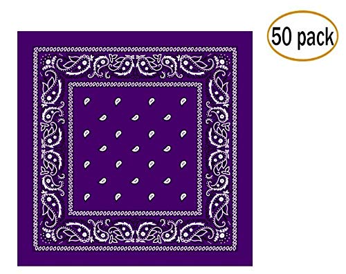 50 Pack Western Style Bandanas for Men & Women - Cowboy Bandana Bulk for Rodeo, Music Festivals, and Outdoor Activities