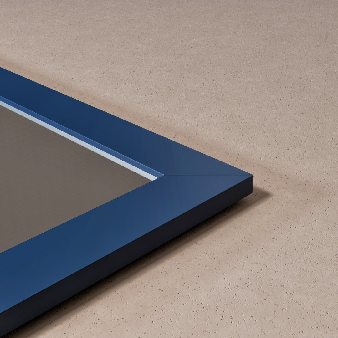 Eviva Acclaim 60 x 30 Inch Rectangular Blue Wooden Framed Wall Mirror - Perfect for Bedroom, Bathroom, and Entryway Decor