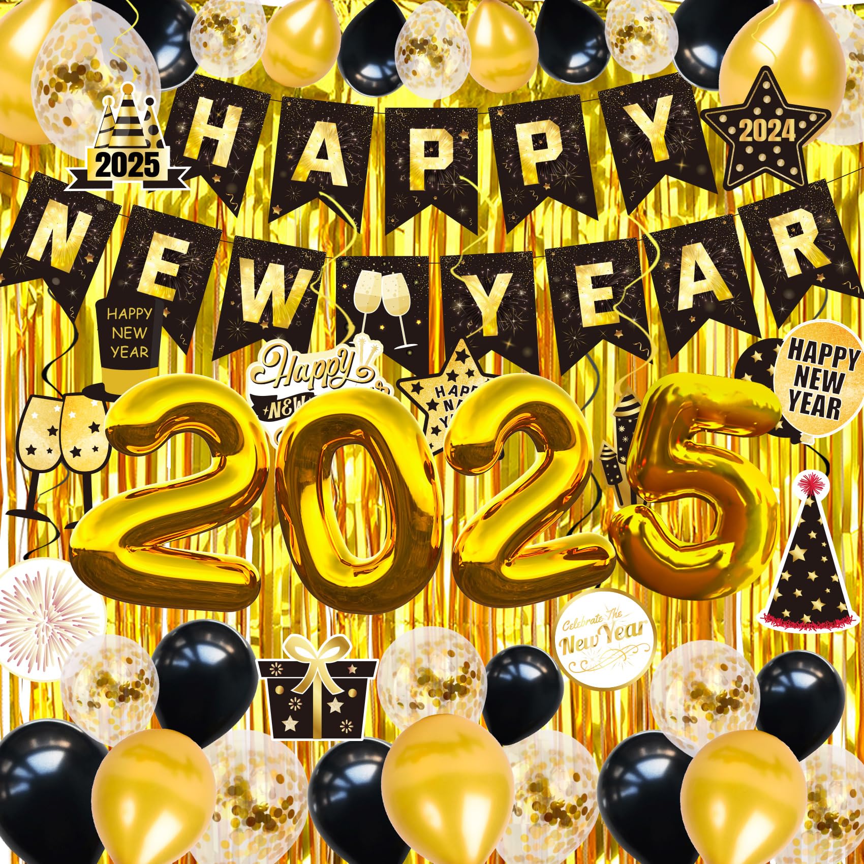 2025 New Year Party Decorations - Happy New Year Banner, Hanging Swirl Decor for Christmas & New Year Celebrations | Perfect for Home, Office & Holiday Parties