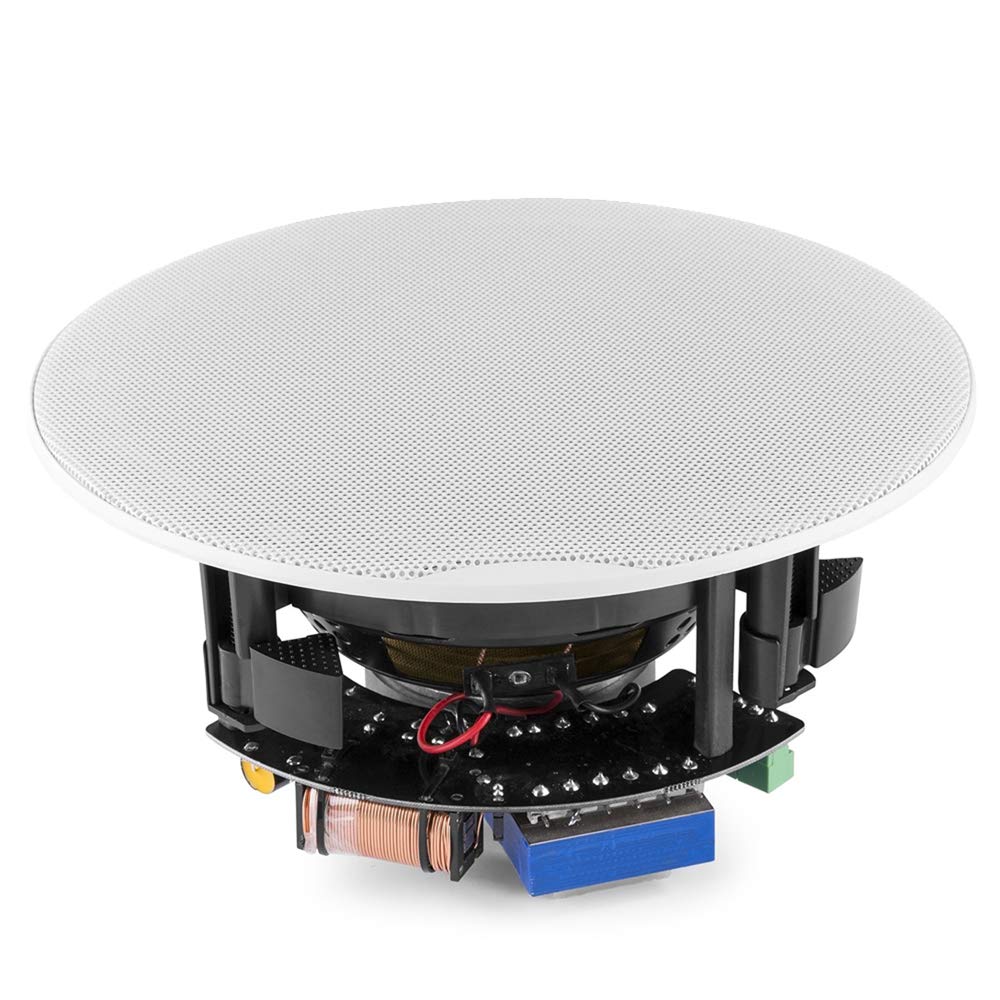 Power Dynamics FCS8 8 Inch Ceiling Speakers Set of 6 - Flush Mount Low Profile 2-Way Coaxial Speakers 960W Max 100V/8 Ohm - Perfect for Shop, Restaurant, Office, and Commercial Audio Installation (White) - Ideal for Background Music and PA Systems