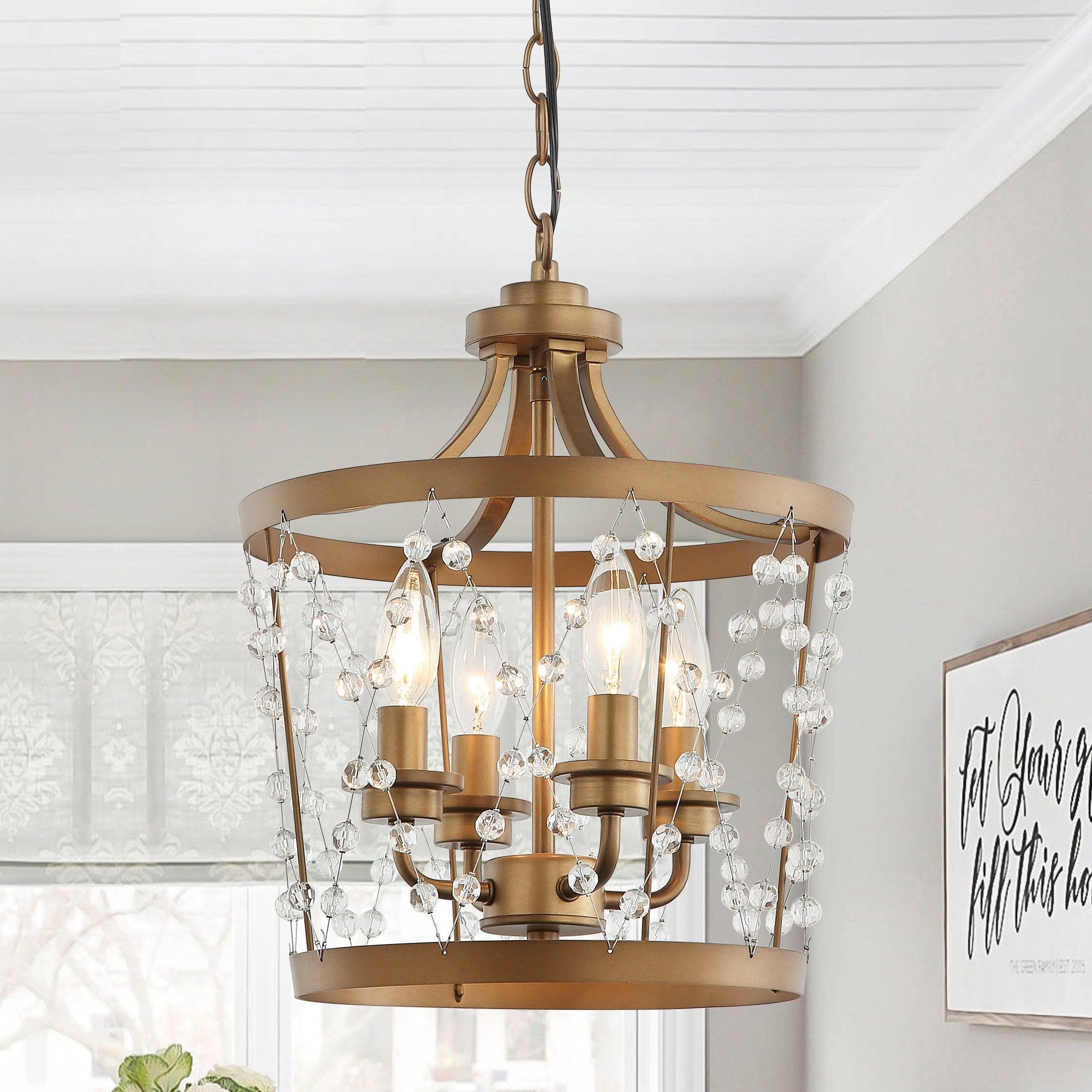 4-Light Rustic Saddle Brown Pendant Lighting Fixture - Farmhouse Style Ceiling Light for Kitchen, Dining Room & Living Room Decor