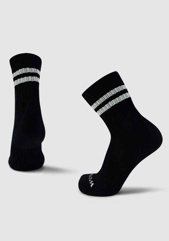 Varsity Stripe Crew Socks for Men & Women - Comfortable Cotton Athletic Socks for Running, Basketball & Casual Wear - Pack of 3 Pairs