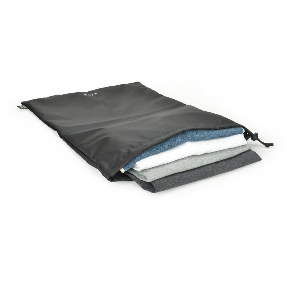 Eco-Friendly Recycled Travel Laundry Bag - Black | Washable & Durable for Camping, Gym & Business Trips | Sustainable Storage Solution