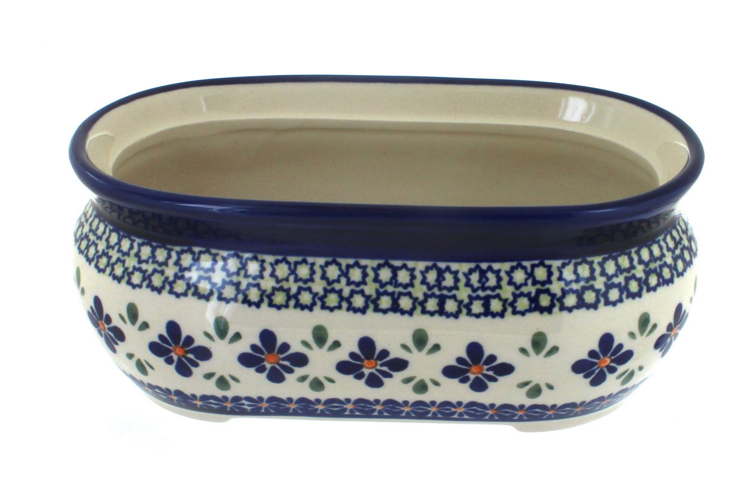 Handmade Blue Rose Polish Pottery Mosaic Flower Planter - Small Decorative Ceramic Pot for Succulents, Herbs & Indoor Plants | Perfect for Windowsills, Tabletops & Garden Decor