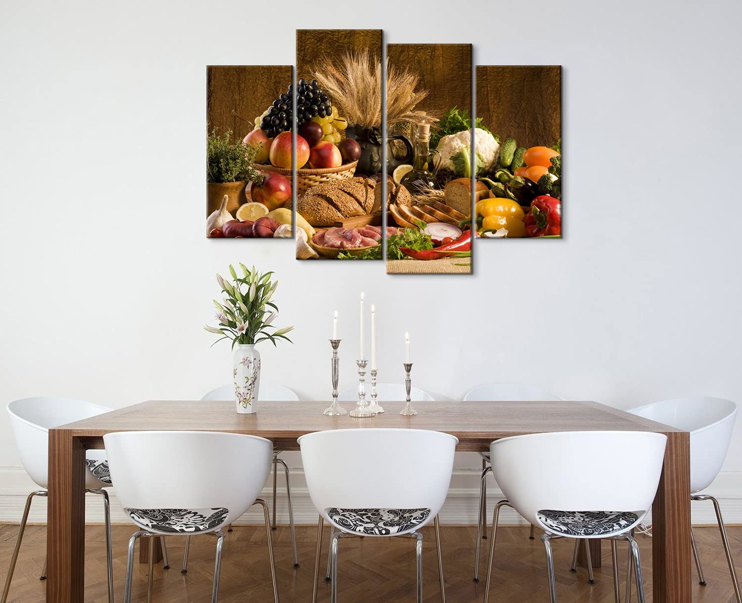 4-Piece Kitchen Wall Art Set - Modern Food & Fruit Prints for Kitchen & Dining Room Decor - 48