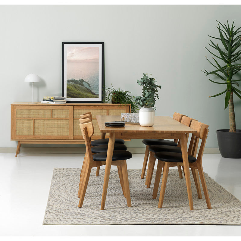 BARRALI 180cm Sideboard Buffet Cabinet - Natural Wood & Rattan Storage Console for Dining Room, Living Room, Entryway
