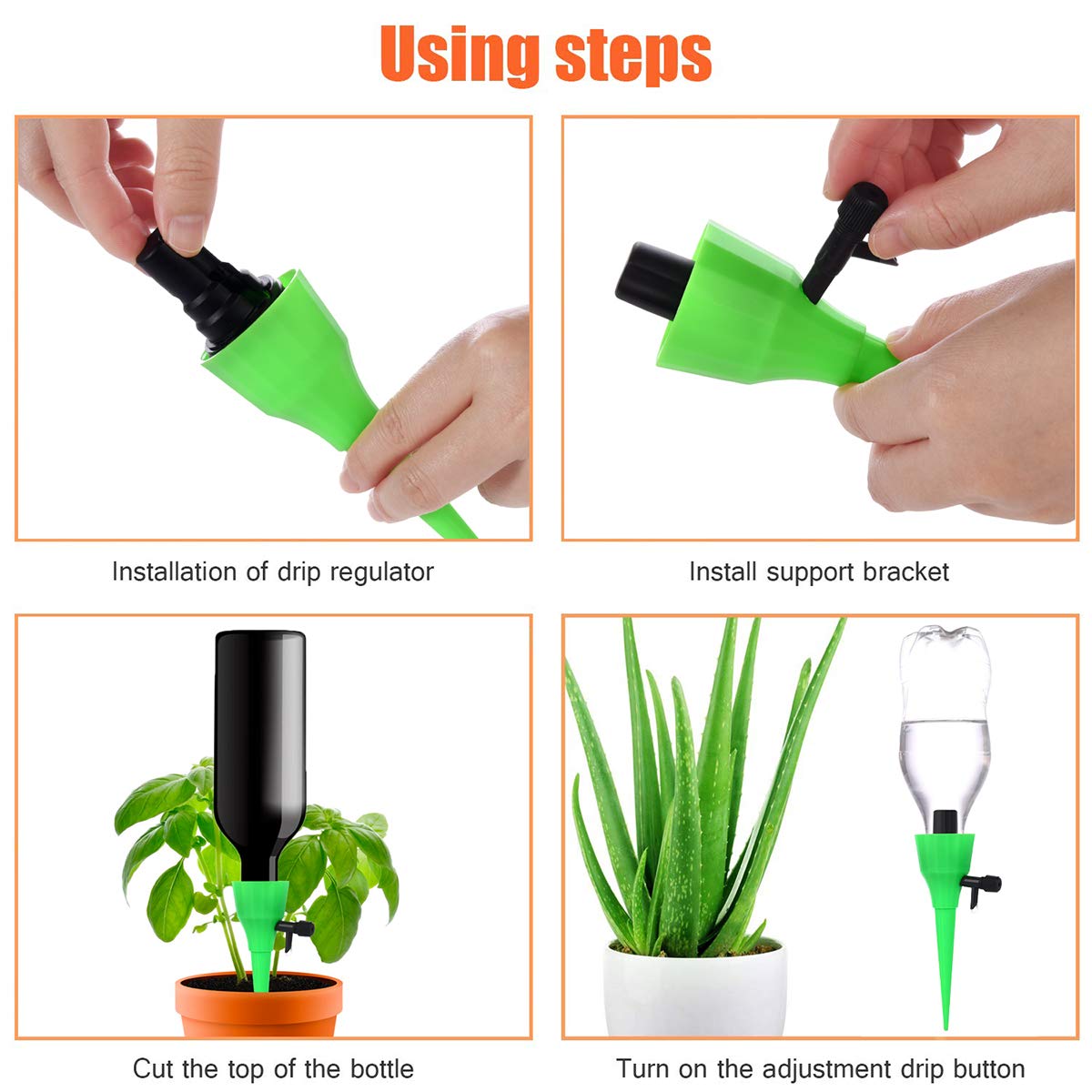 TOPCHANCES 18 Pack Automatic Plant Watering Spikes - Self Watering System for Indoor & Outdoor Plants, Drip Irrigation Devices for Vacation, Office, Garden & Home Use
