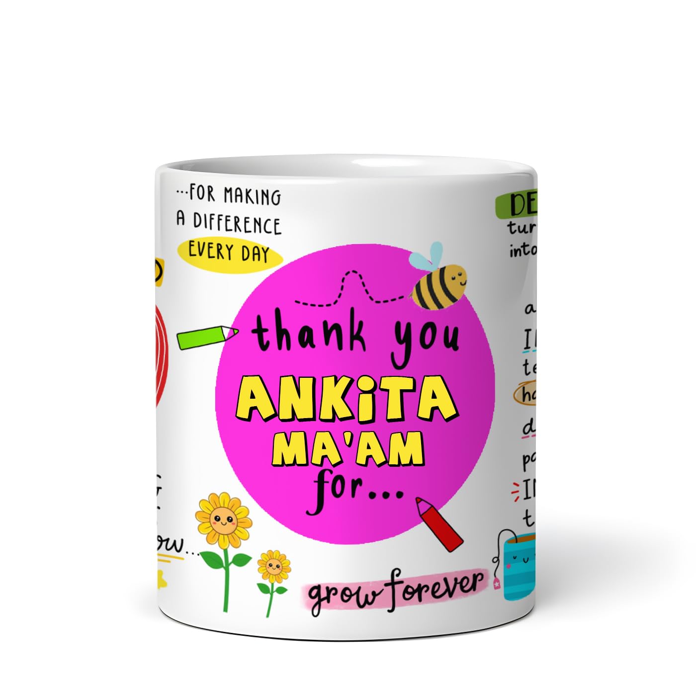 DAYS Thank You Teacher Ceramic Coffee Mug - 325ml Best Gift for Teachers, Mentors, School Staff | Ideal for Farewell, Appreciation, Retirement | Perfect for Classroom, Office, Home Use (#104)