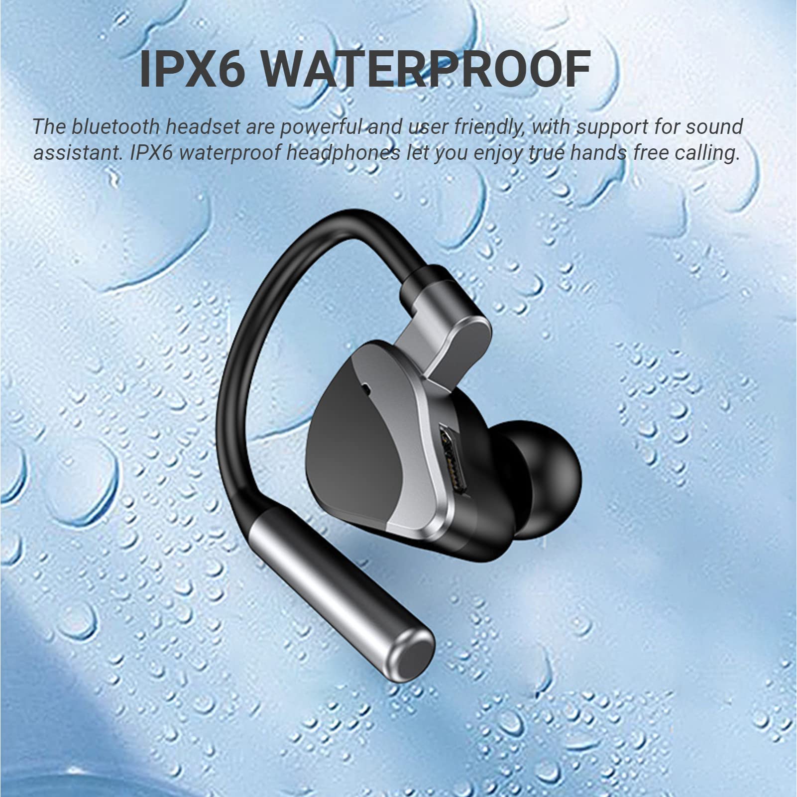 Wireless Bluetooth Headset with Noise Canceling Mic - Single Ear Hands-Free Earpiece for Business Calls, Driving & Office Use | Long Battery Life & Clear Audio