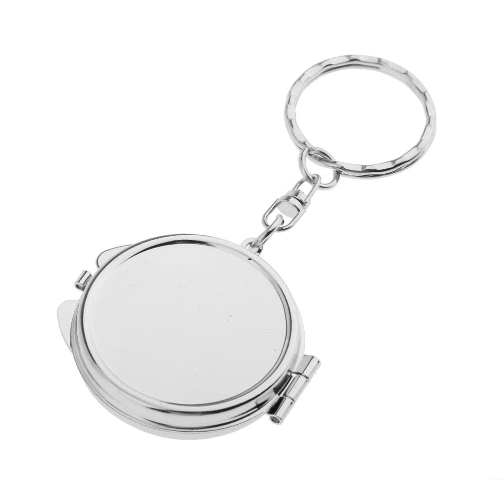 2pcs Portable Makeup Mirror - Silver Keychain for Travel & Gifts
