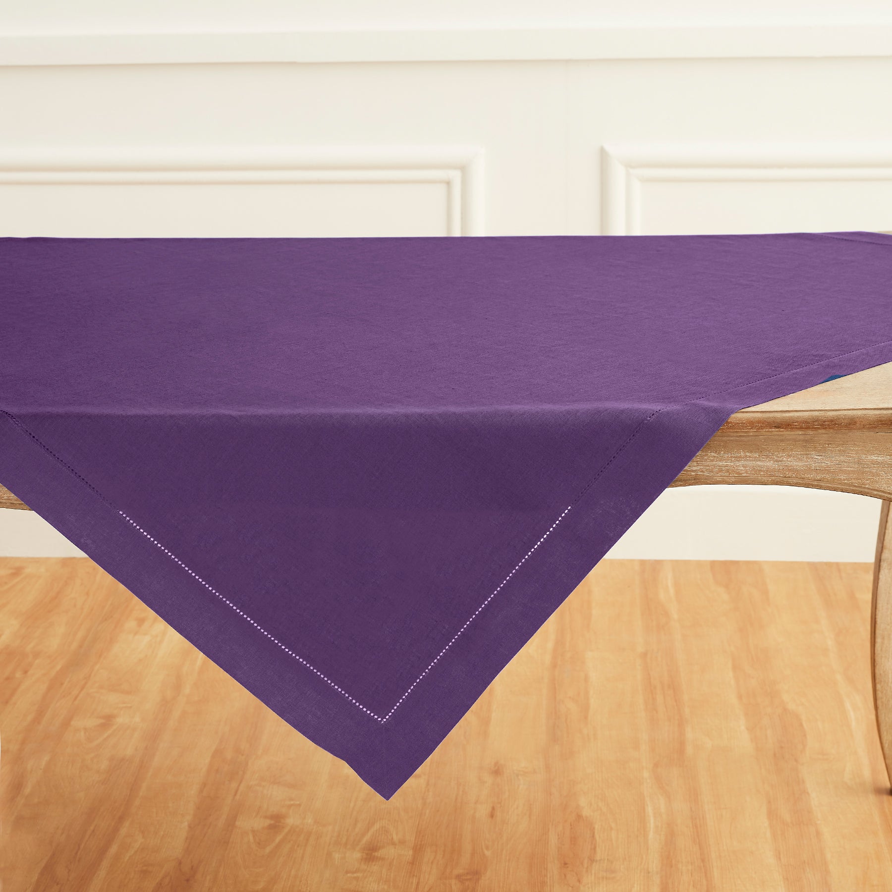 Classic Hemstitch Table Throw - Elegant Linen Table Runner for Dining Room Decor, Wedding & Holiday Table Settings