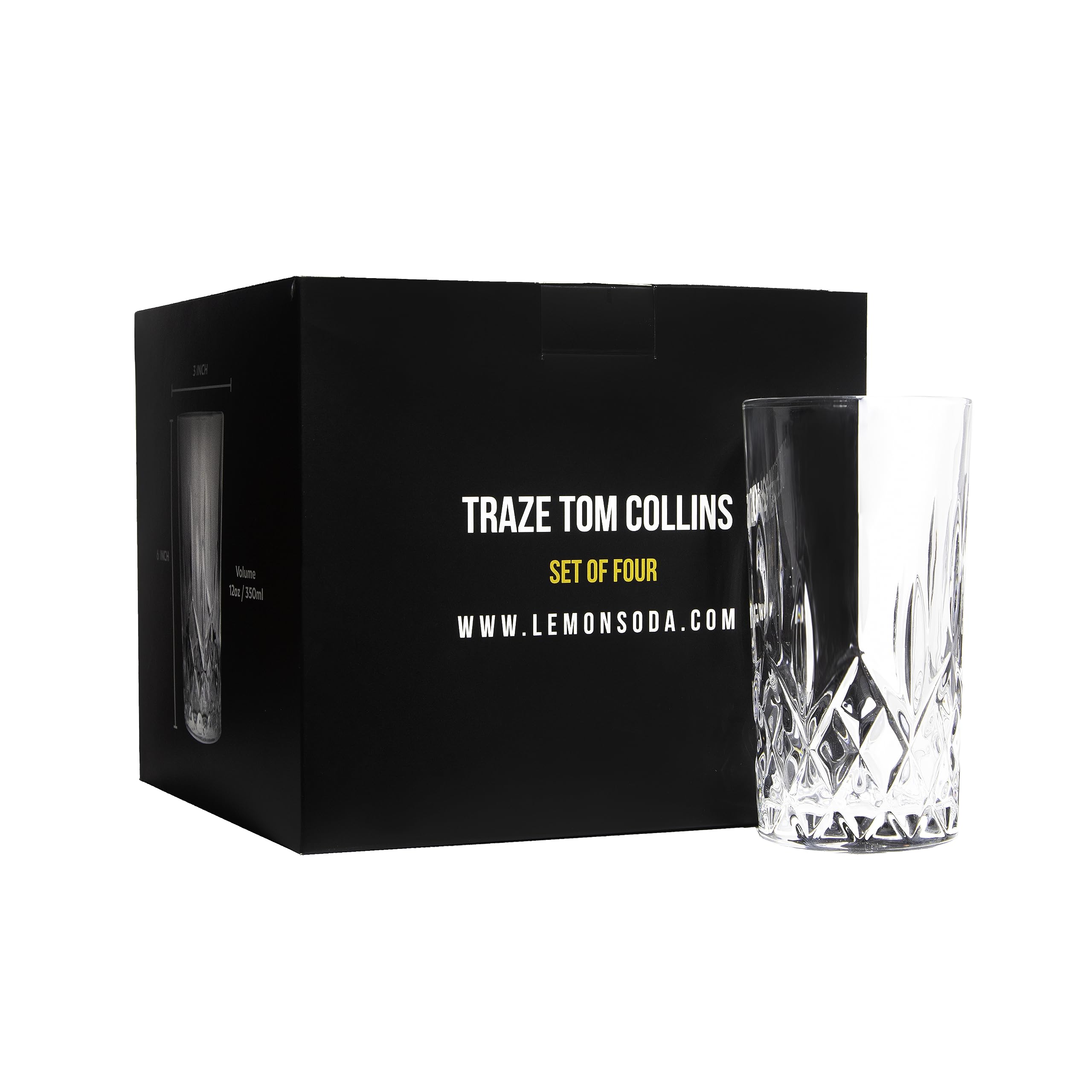 LEMONSODA Premium 12oz Drinking Glasses Set of 32 - Crystal Cut Water Glasses for Lemonade, Cocktails & Beverages - Elegant Collins Glassware for Home Bar, Restaurants & Parties - Perfect Housewarming & Wedding Gift