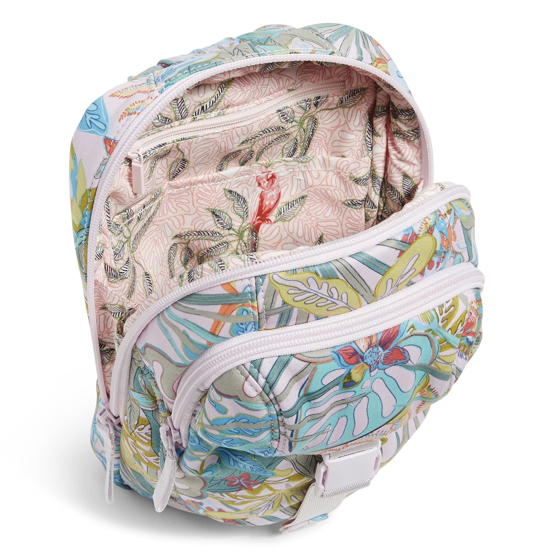 Vera Bradley Women's Recycled Cotton Utility Sling Backpack - Rain Forest Canopy Print, Lightweight & Durable, One Size Perfect for Travel, Work & School