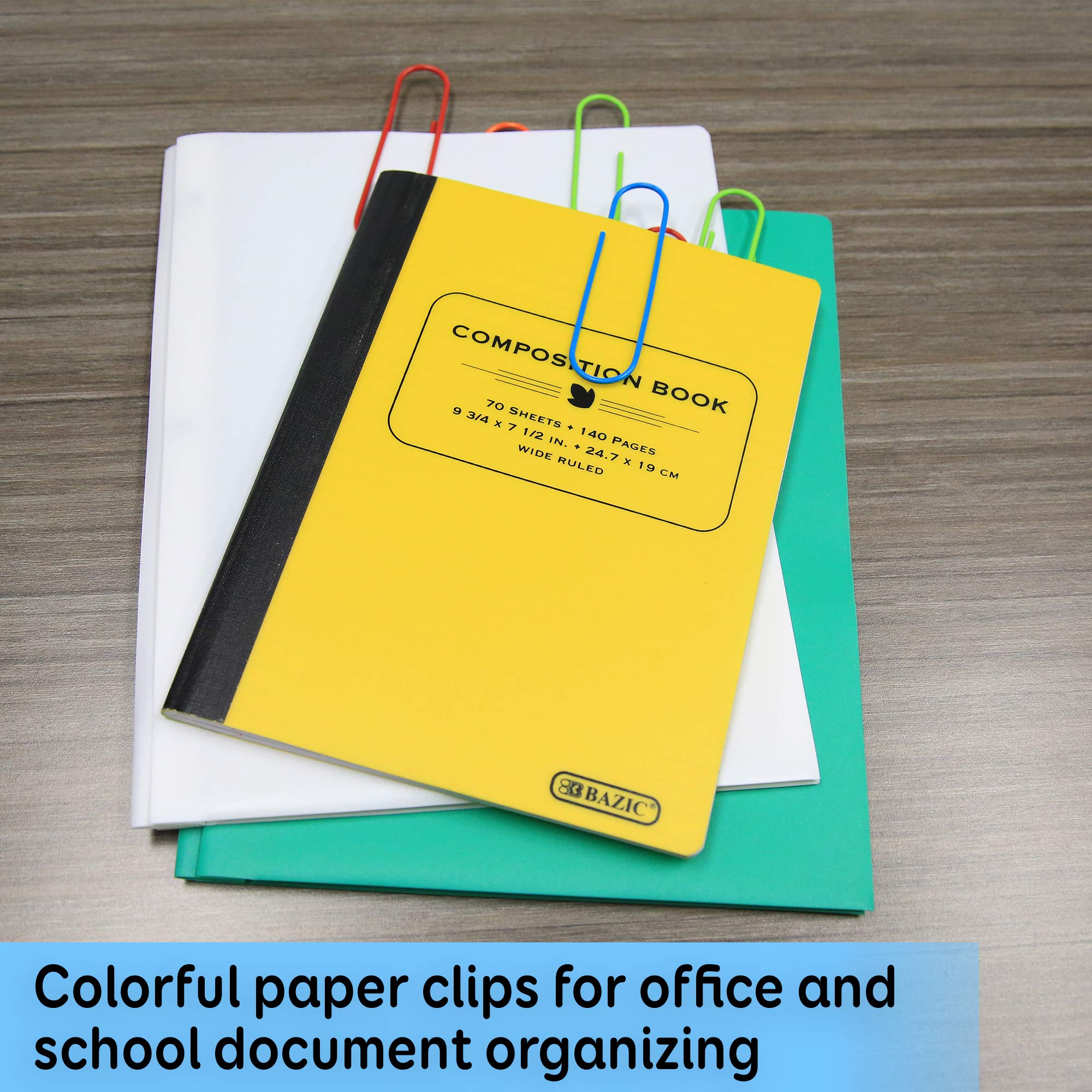 BAZIC Jumbo Paper Clips 100mm - 144-Pack of Color Coated Large Document Clips (10/Pack) for Office, School & Home Organization | Perfect for Filing, Crafting & Paperwork