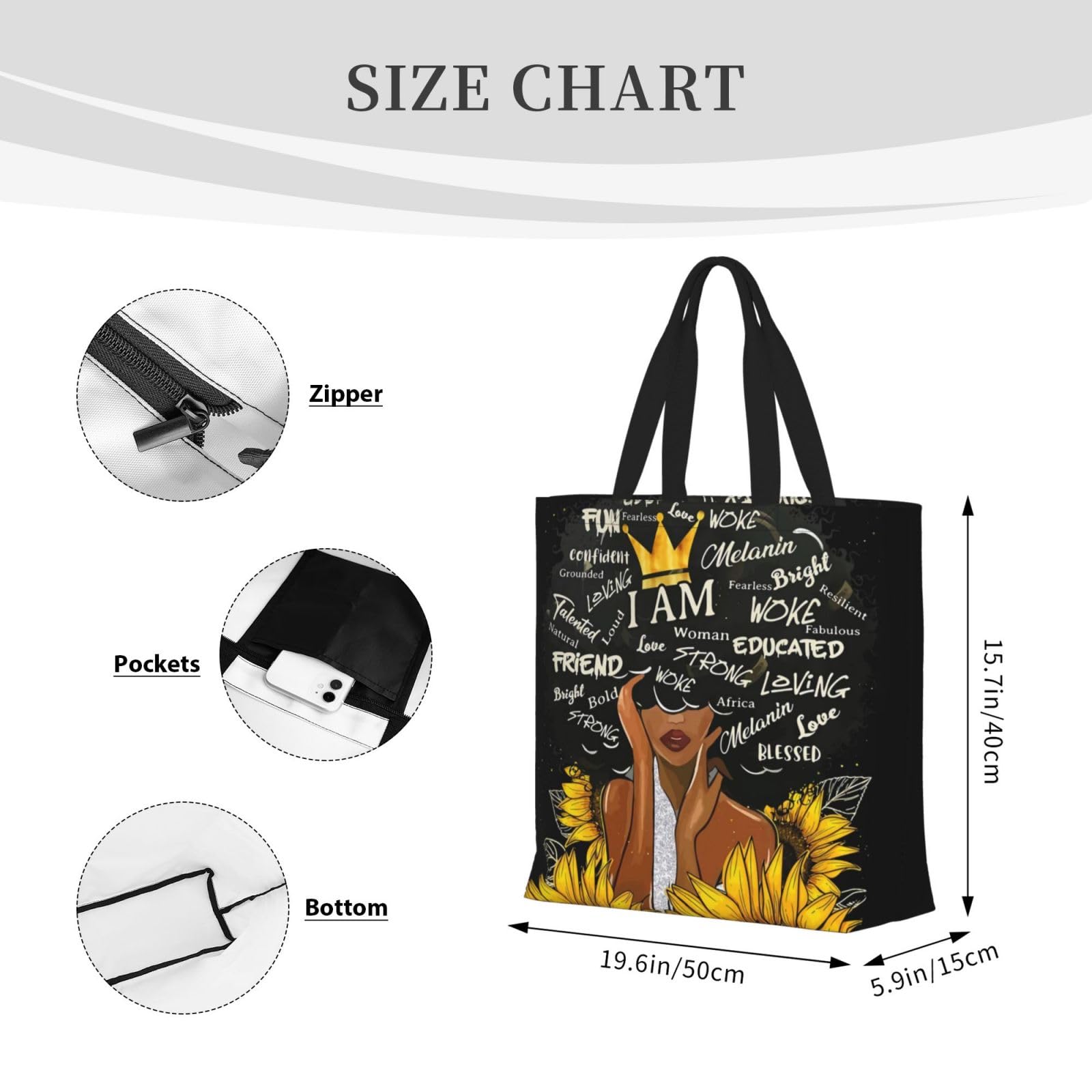 Stylish Black African Print Tote Bags for Women - Fashionable Reusable Shopping Bags - Perfect for Groceries, Beach Trips & Work Commutes