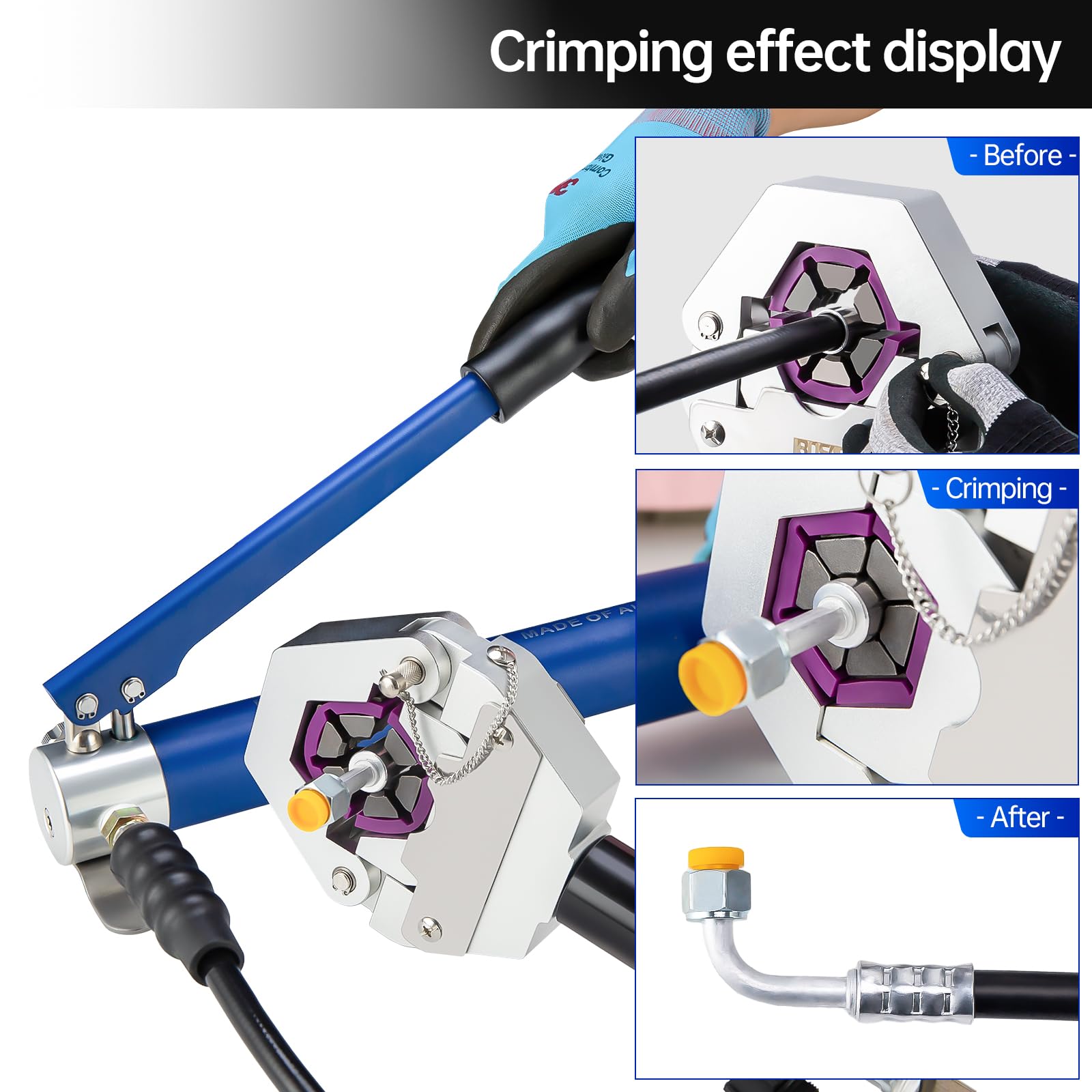 Hydraulic Hose Crimper Kit - Manual A/C Hose Crimper for Air Conditioning Repair