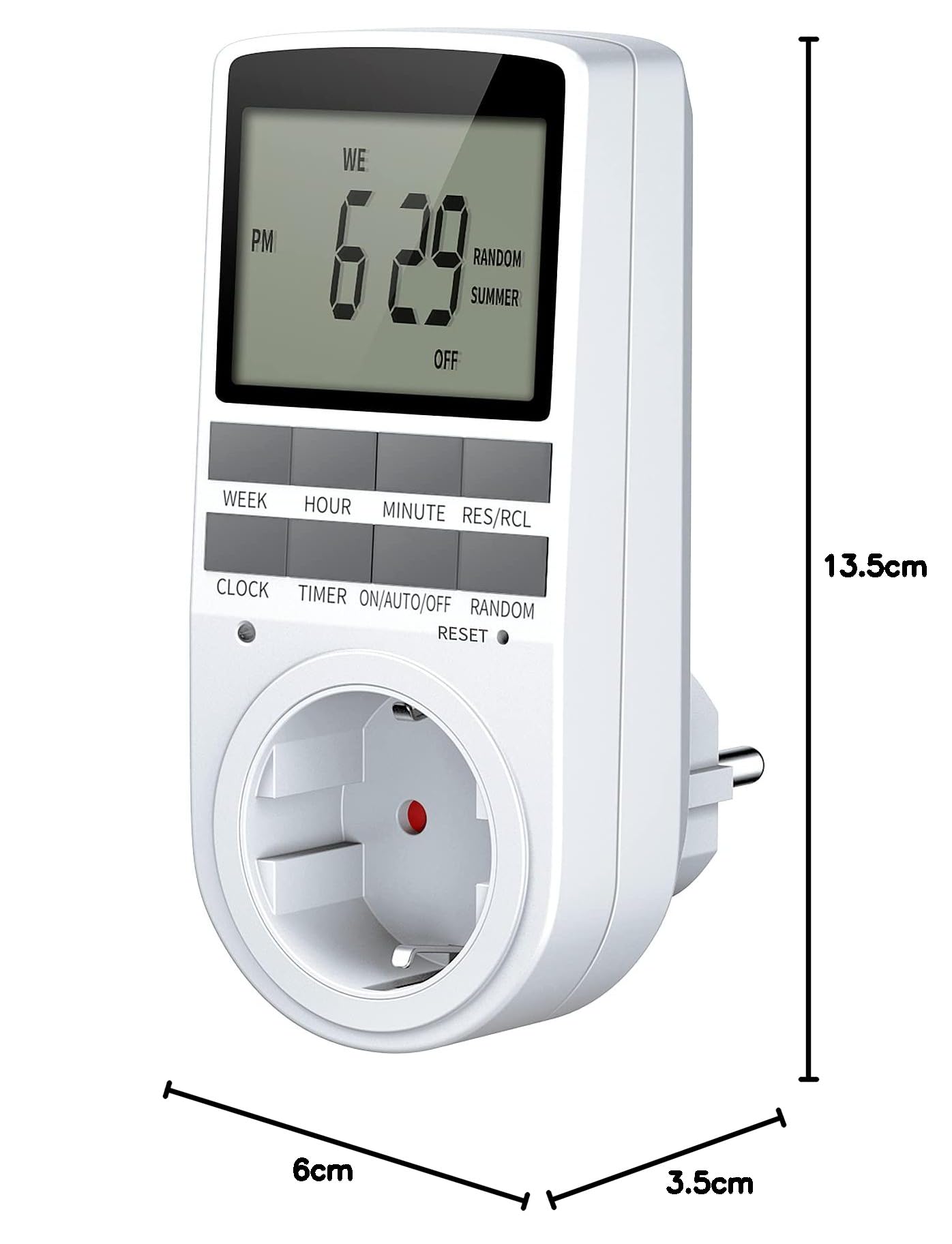 Programmable Digital Timer Outlet with Large LCD Display, Random Anti-Theft Mode, Energy Saving Power Socket for Home Appliances (16A/3680W) - Perfect for Lighting, Aquariums, and Holiday Decorations