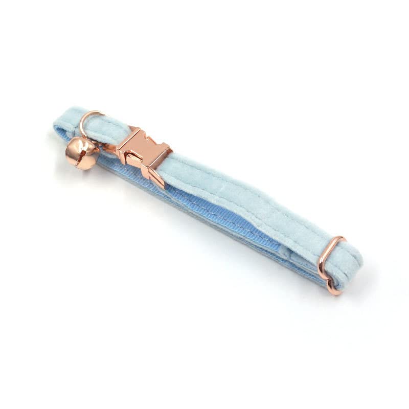Custom Personalized Cat Collar - Adjustable Velvet Kitten Collar with Bell & Bow Tie - Engraved Nameplate for Small Cats & Puppies (16-26cm Neck, Blue) - Perfect for Gifts, Pet Parties & Daily Walks