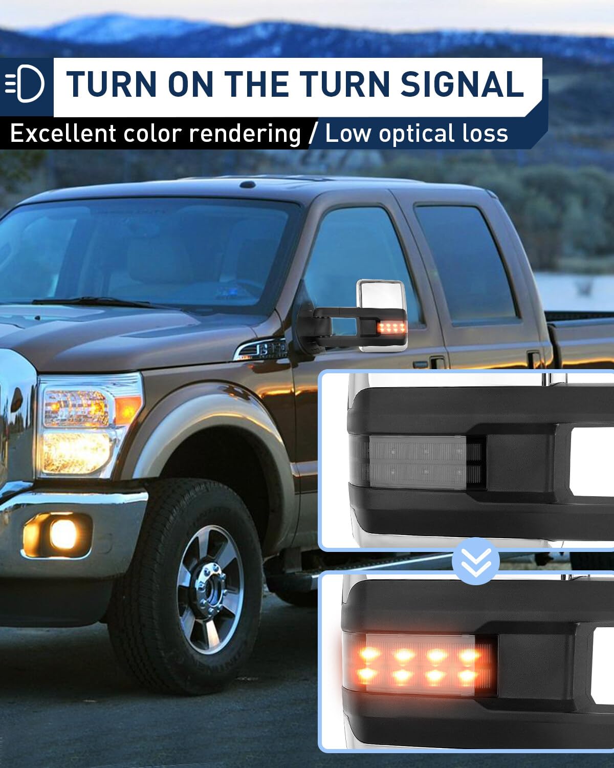 ECCPP Chrome Heated Power Side Mirrors with Clearance Signal for 2007-2014 Chevy Silverado & GMC Sierra - Towing & Winter Driving Upgrade