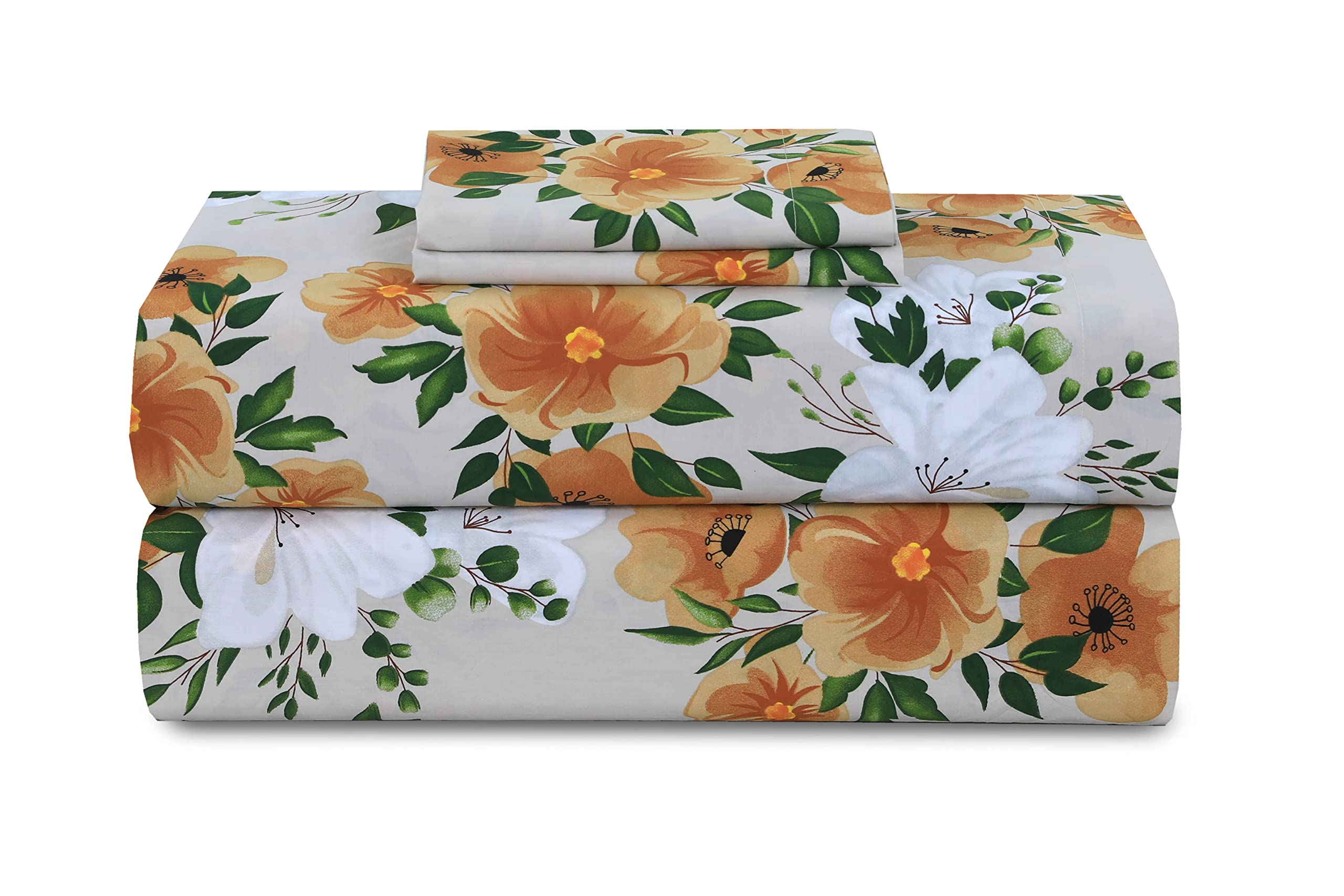 300 Thread Count 100% Cotton Bed Sheet Set - 3 Piece Twin Size Sheets with Fitted (16