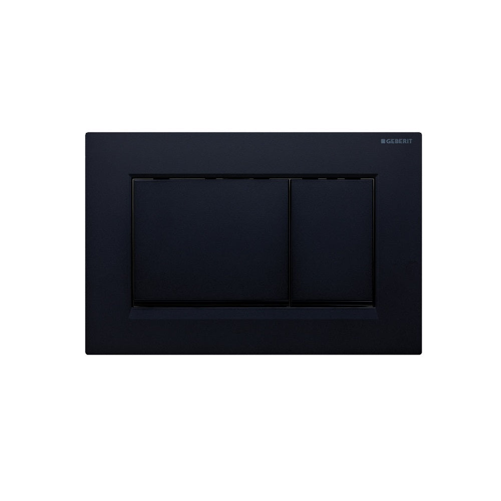Fienza SIG30 BL Rectangular Flush Buttons for Geberit Sigma 30 - Matte Black with Black Trim | Bathroom Toilet Flush Plate | Modern & Durable Design for Home & Commercial Use