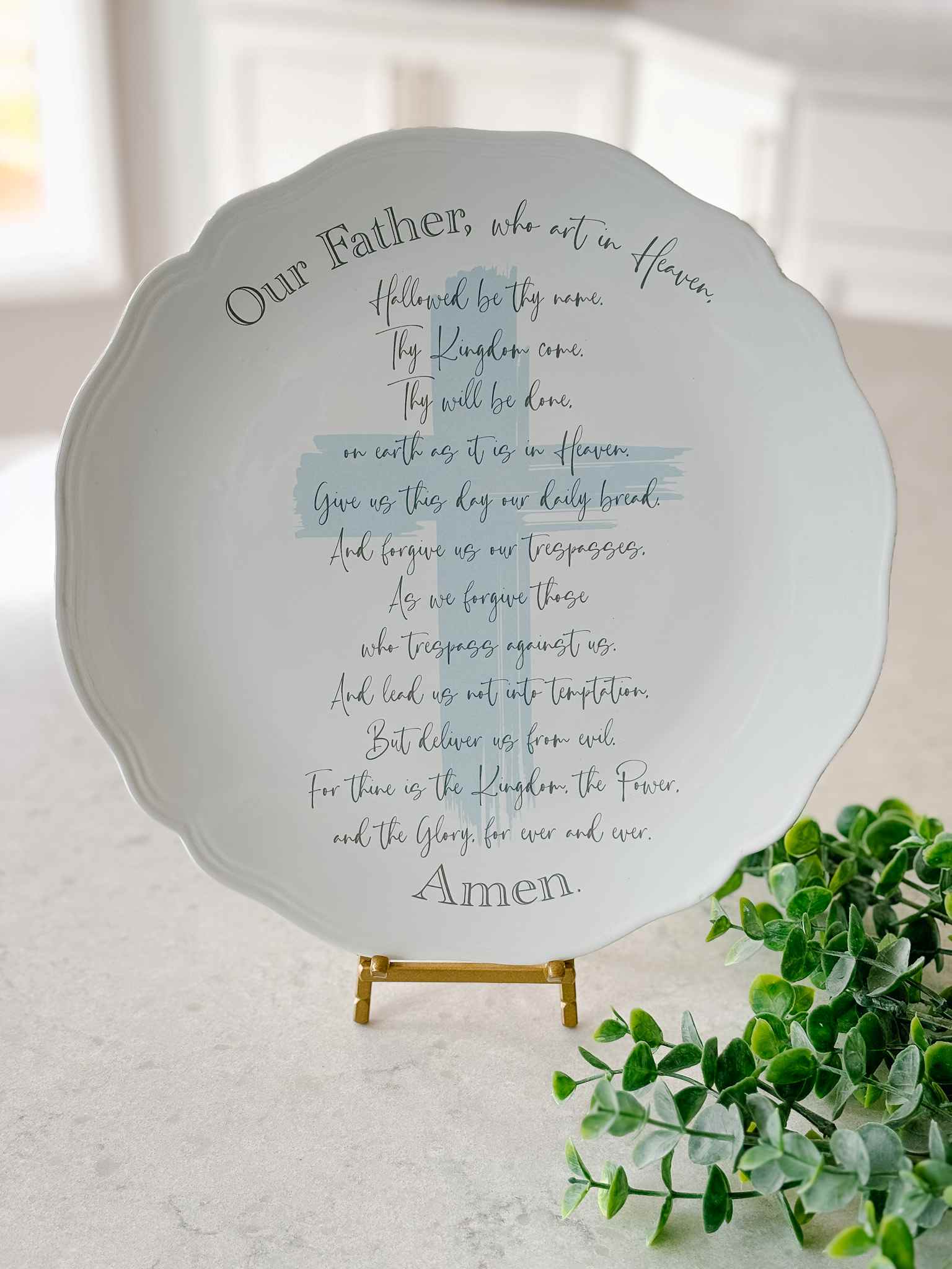 The Lord's Prayer Plate - Engraved Religious Wall Decor for Home & Church - Perfect for Christian Gifts, Prayer Rooms & Faith-Based Decorations