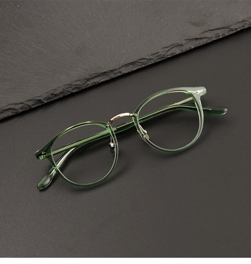 Aimee Unisex Full Rim Square Oval Acetate Titanium Eyeglasses 7885 - Lightweight & Durable Eyewear for Men & Women - Perfect for Work, Reading & Everyday Use