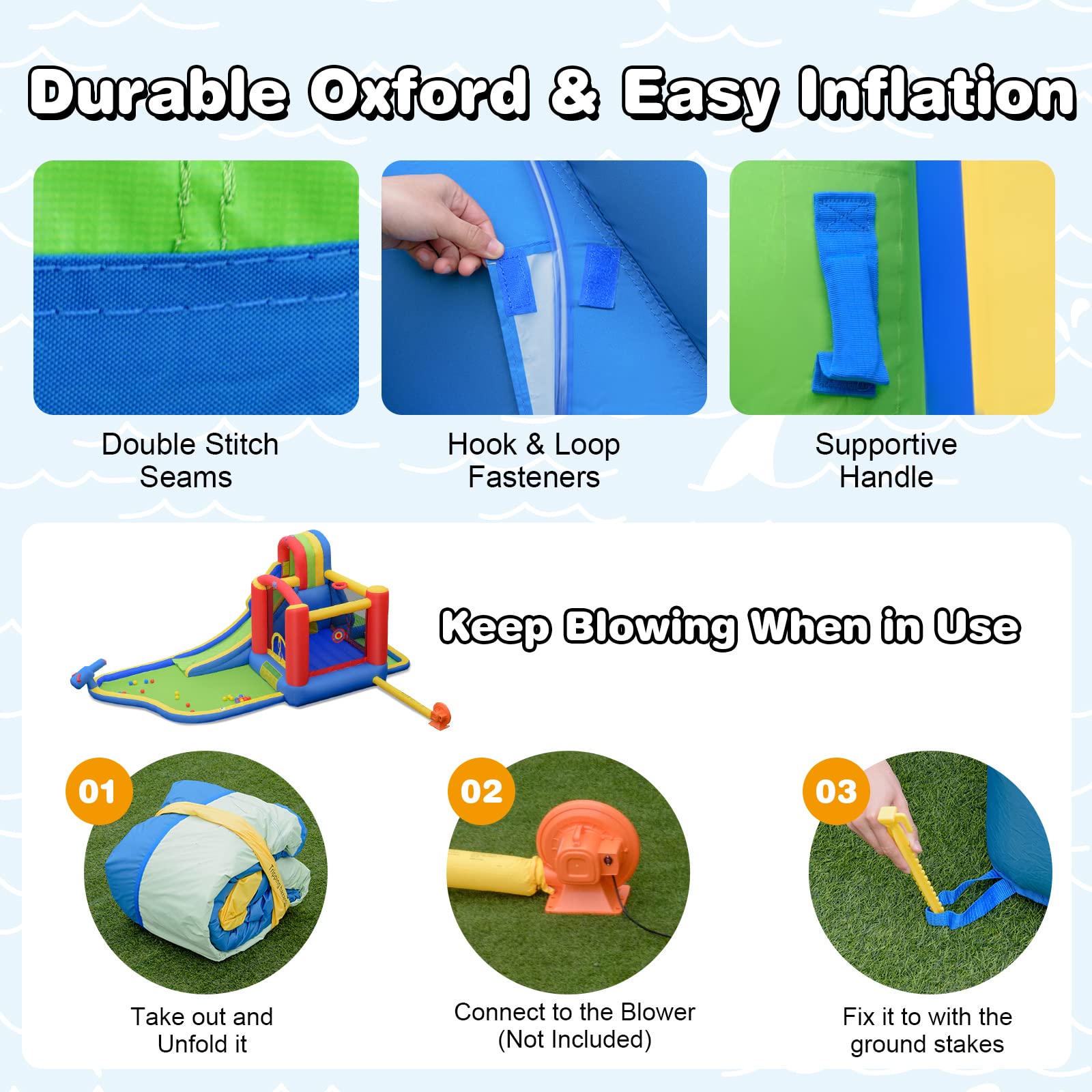 **HONEY JOY 7-in-1 Inflatable Water Slide for Kids & Adults – Giant Splash Pool, Bouncy Water Park, Backyard Bounce House – Outdoor Summer Fun (Blower Not Included) – Perfect for Birthday Parties, Family Gatherings, and Backyard Playtime**