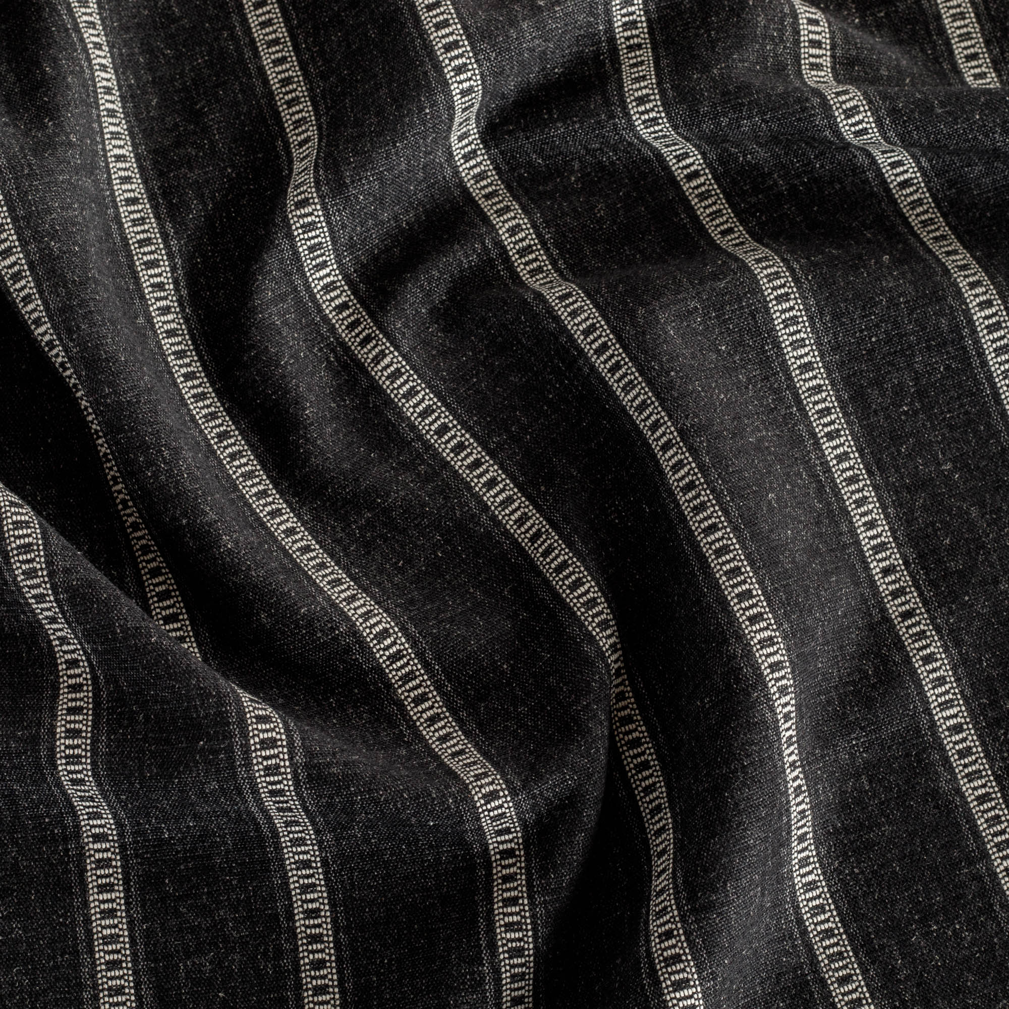 Brunswick Stripe Fabric - Premium Onyx Black Upholstery Material for Sofa, Chair & Home Decor | Perfect for Living Room, Bedroom & Office Furniture