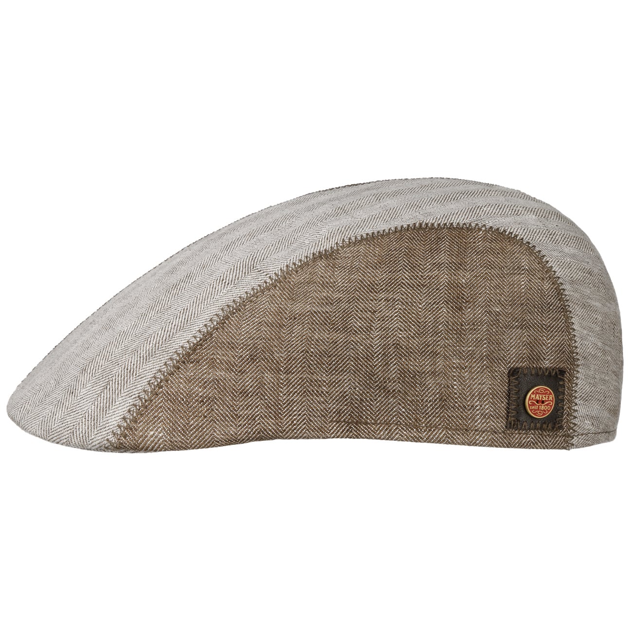 Stylish Mayser Prince Twotone Linen Flat Cap for Men - Perfect for Casual Outings, Golf, and Vintage Fashion