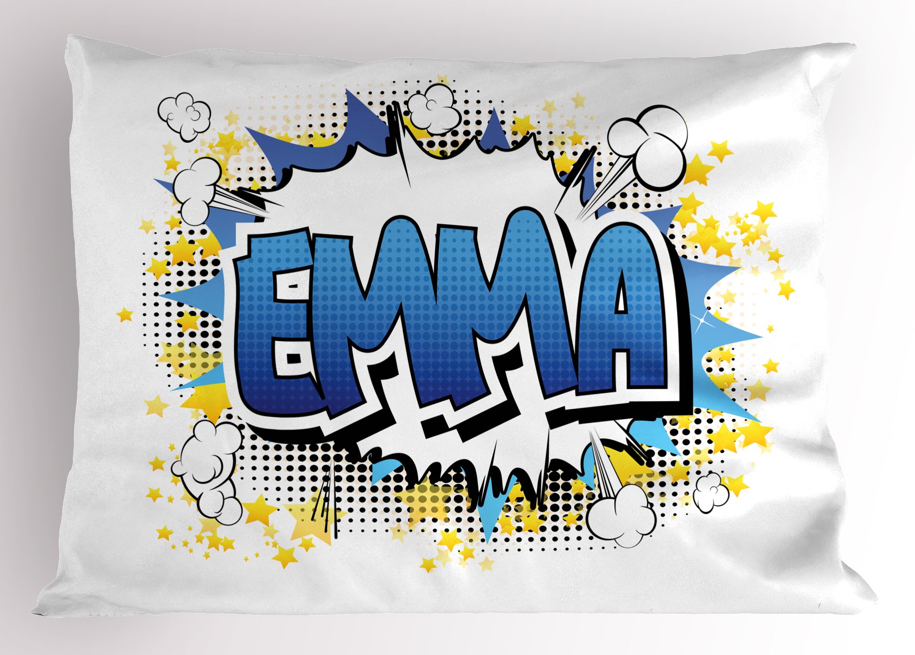 Ambesonne Emma Decorative Pillow Sham for Teen Girls - Cartoon Stars & Burst Design, Standard Size 26