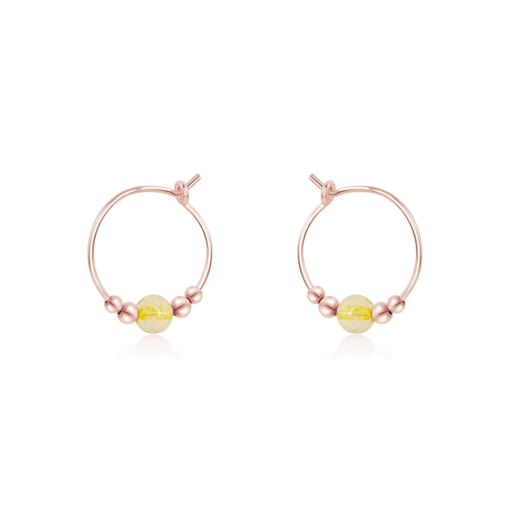 Tiny Yellow Citrine Bead Hoop Earrings - Dainty Gemstone Jewelry for Women | Perfect for Everyday Wear, Parties & Gifts