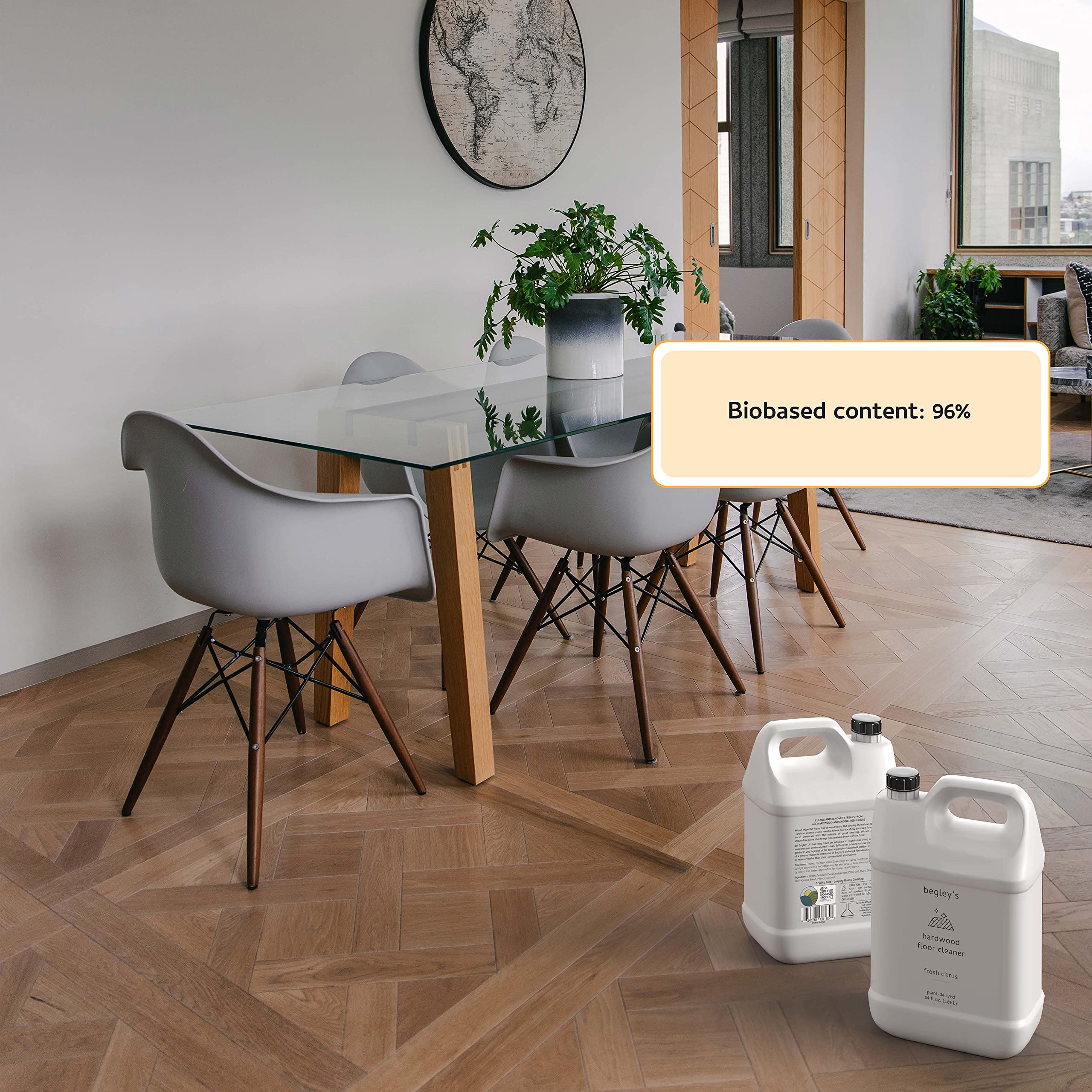 Begley's Hardwood Floor Cleaner - Natural Wood Floor Cleaner 24oz & 64oz Refill Set | Safe for Pets & Kids | Citrus Scent | Perfect for Daily Mopping & Deep Cleaning of Hardwood, Laminate & Wood Floors