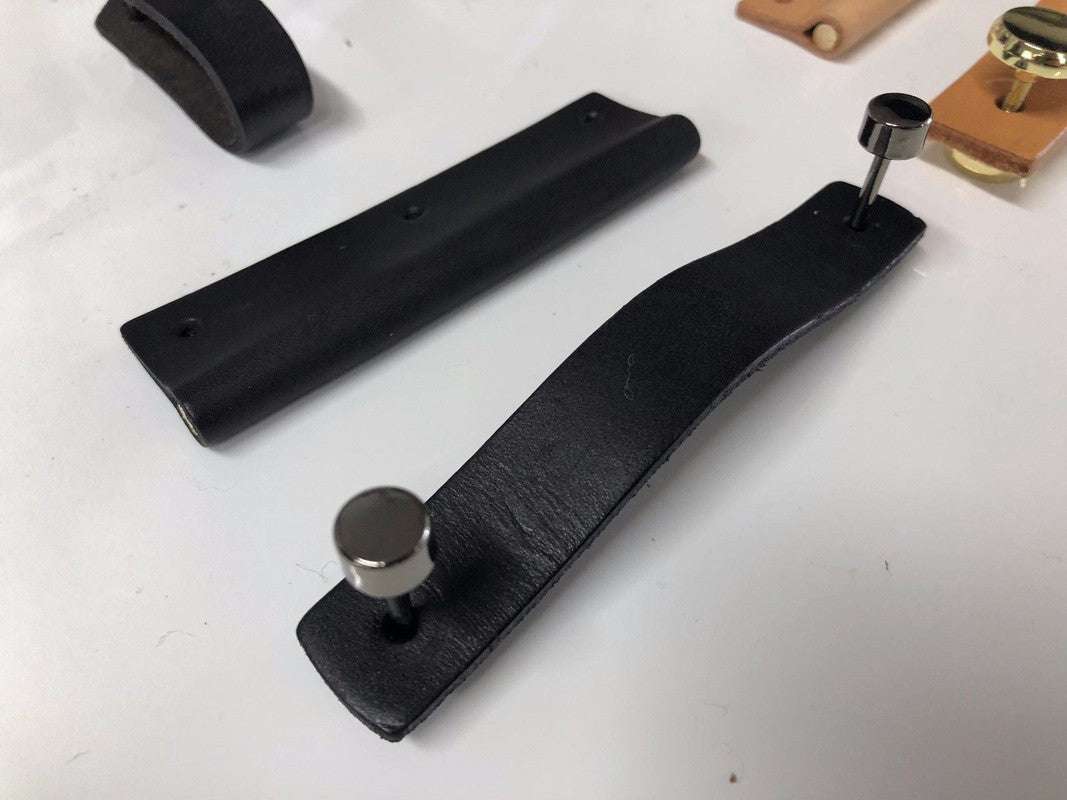 100% Genuine Leather Cabinet & Drawer Pulls - Gold Kitchen & Laundry Door Handles - Premium Hardware for Home & Office Furniture