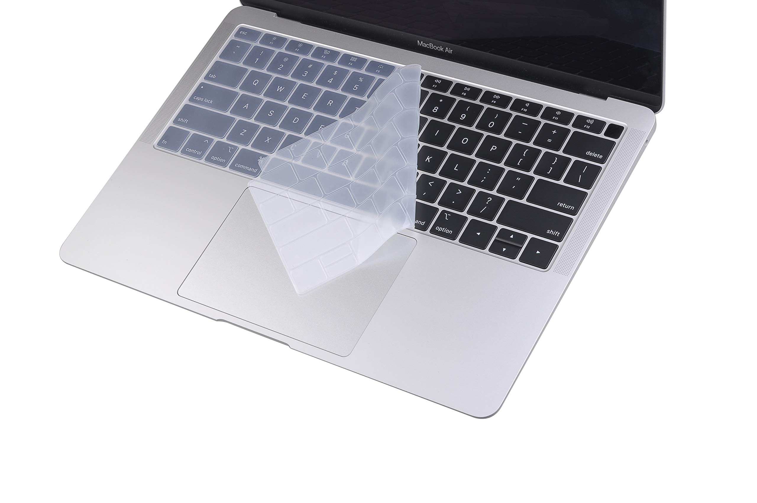 UESWILL Waterproof Silicone Keyboard Cover for MacBook Air 13-inch (2018-2019 Release, Model A1932) with Retina Display & Touch ID - Clear Protective Skin for Typing, Office Work & Travel Use