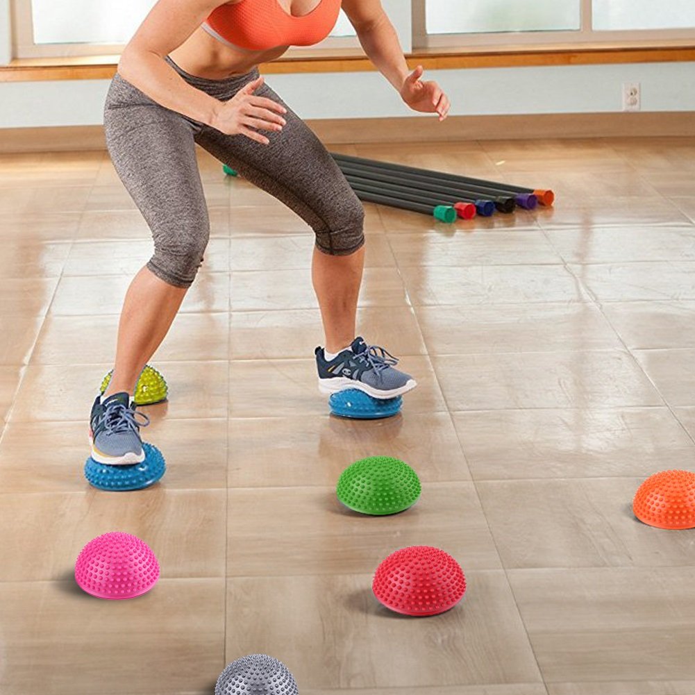 VGEBY 2-Pack Balance Pods - Half Ball Massage Foot Trainer for Yoga, Pilates, Gymnastics & Sports - Silver Spiky Hedgehog Texture for Stability & Reflex Training - Perfect for Home Gym, Physical Therapy & Fitness Enthusiasts