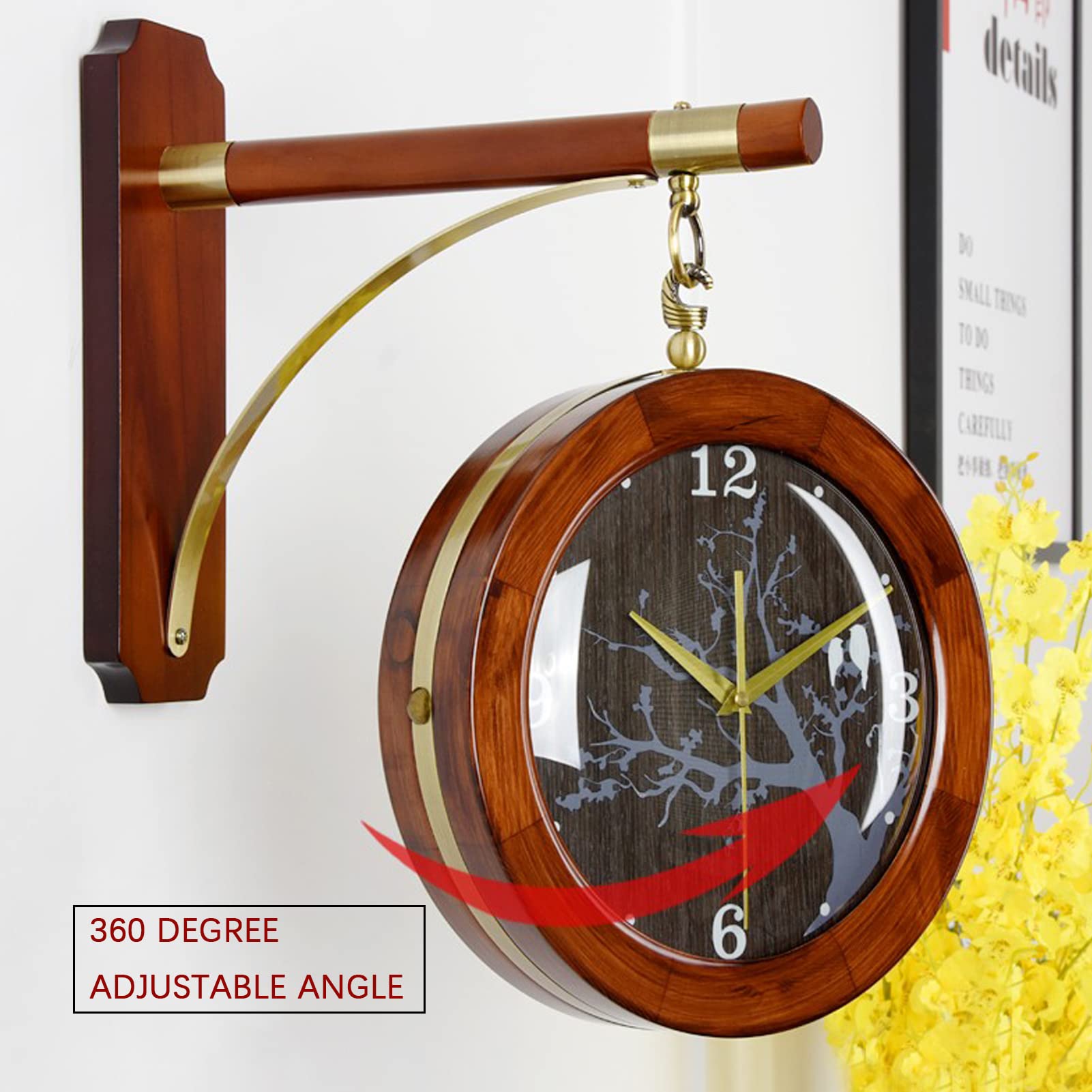 Rustic Wooden Deer Head Wall Clock - Double Sided Silent Battery Operated Clock for Living Room, Bedroom & Outdoor Decor | Farmhouse Home Décor & Unique Gift Idea