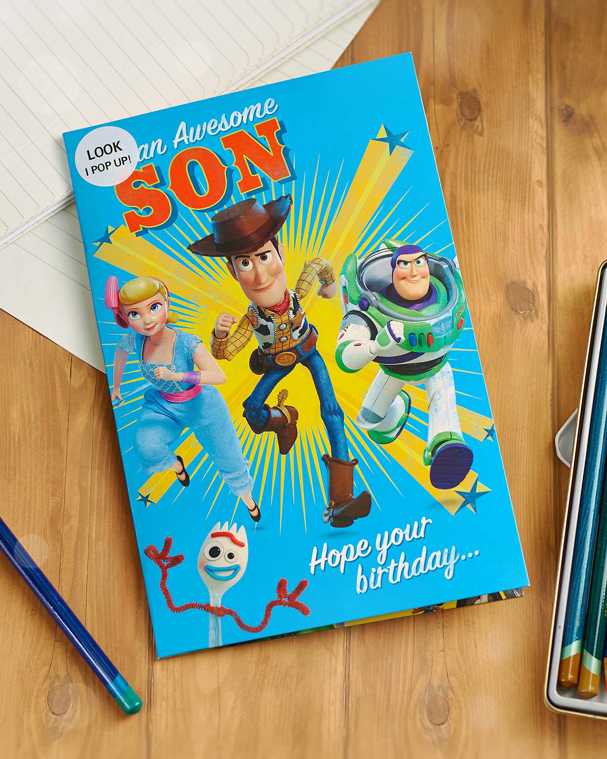 Toy Story 4 Birthday Card for Son - Disney Themed Kids Greeting Card with Gift Card Holder - Perfect for Son's Birthday, Disney Fans & Toy Story Lovers