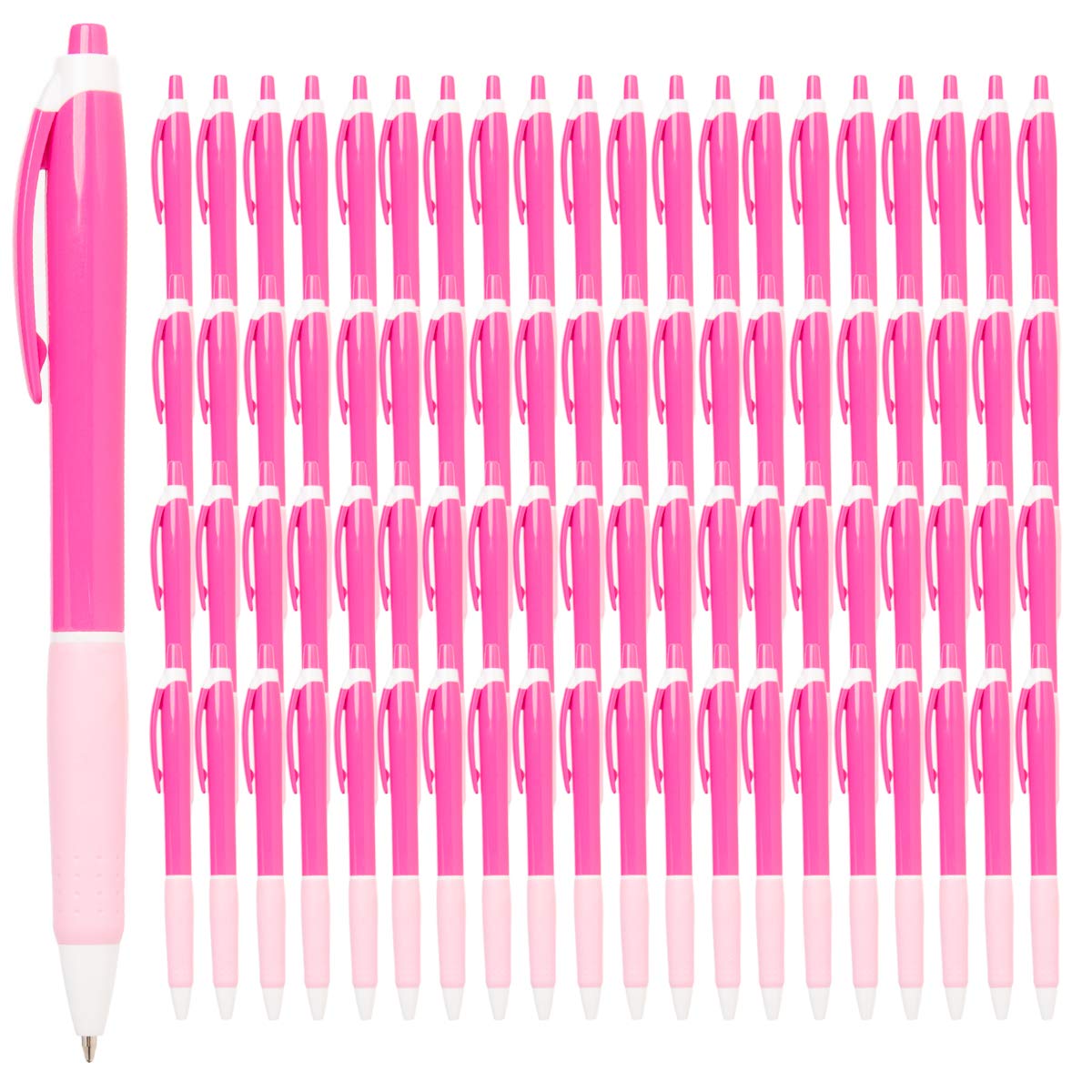 100 Pack Bulk Retractable Ballpoint Pens - Smooth Black Ink Office & School Supplies for Writing, Note Taking, Journals, Exams - Ideal for Students, Teachers, Professionals (Pink, 100 Count)
