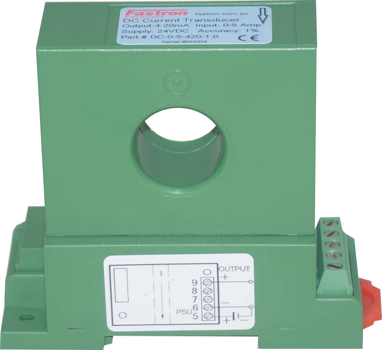Hall Effect DC Current Transducer 0-50A, 0-10V Bipolar Output, 24VDC Power Supply - Ideal for Solar Panels, Battery Monitoring, and Industrial Automation