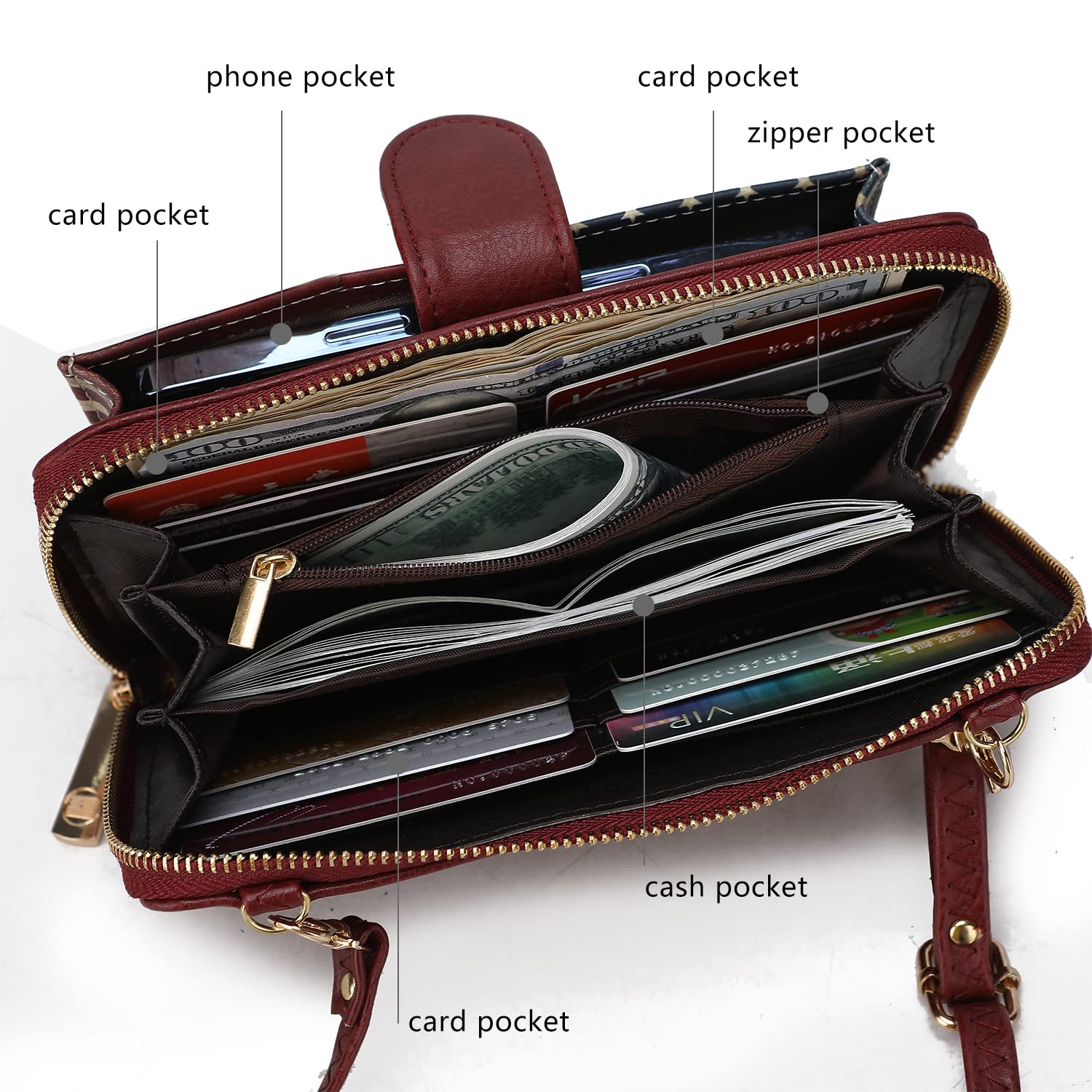 MKF Collection Women's Vegan Leather Crossbody Phone Bag - Stylish Shoulder Purse with Wallet for iPhone & Android - Perfect for Shopping, Travel & Everyday Use
