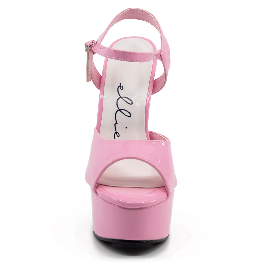 Ellie Shoes Juliet 6.5 Inch Stiletto Heels Patent Leather Platform Sandals for Women - Pink | Perfect for Parties, Weddings & Date Nights