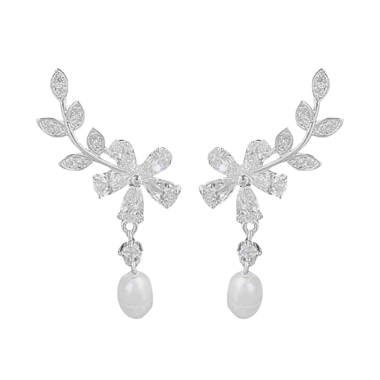 Trendy Dangle Leaf Earrings for Women - Micro Diamond Stud Earrings Set for Teen Girls & Adults - Minimalist Piercing Jewelry for Daily Wear, Parties & Gifts