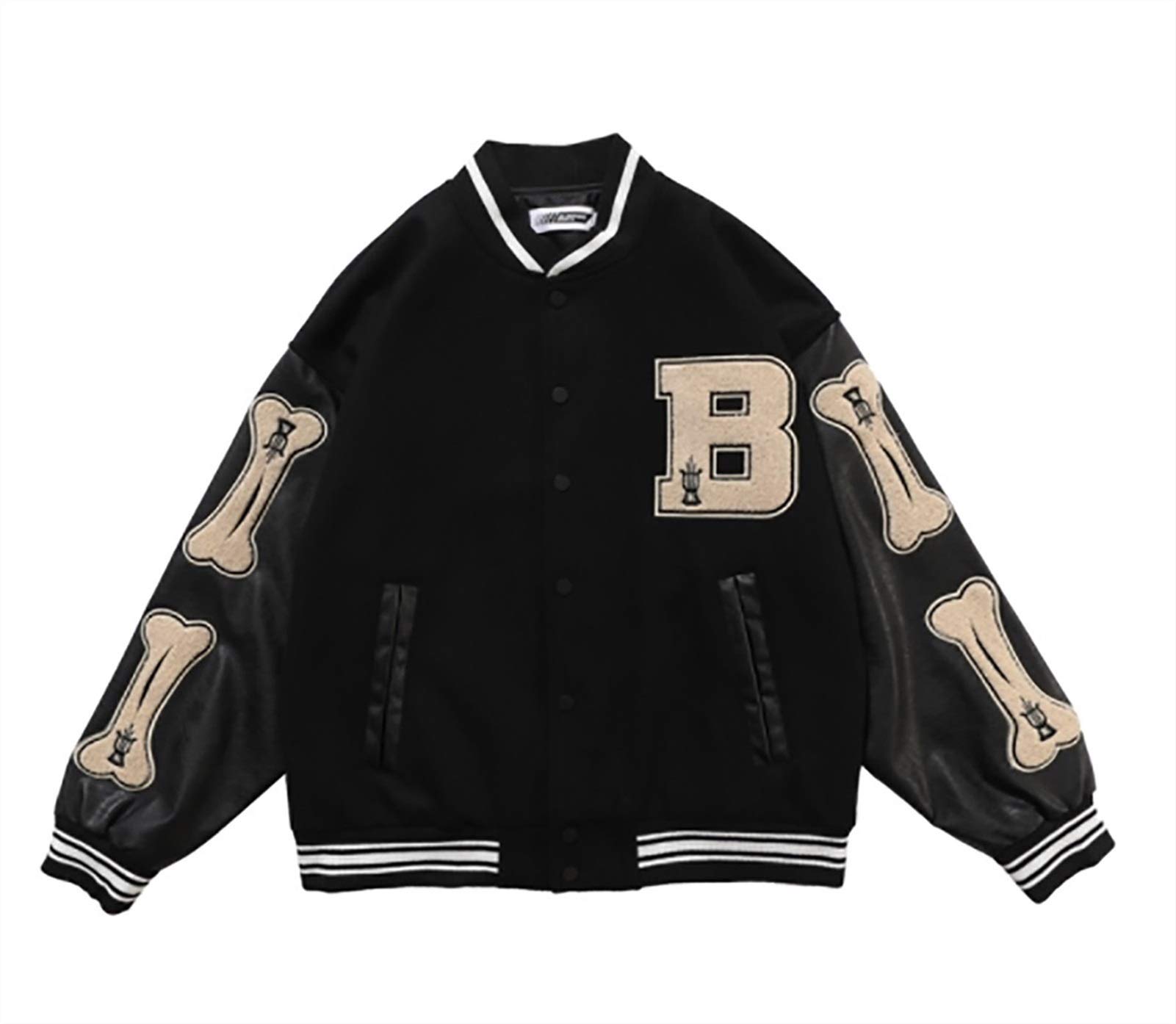 PoJu Men's Vintage Baseball Jacket - Unisex College Varsity Sweatshirt with Oldschool Design for Sports & Casual Wear | Perfect for Baseball Games, Campus Style & Everyday Fashion