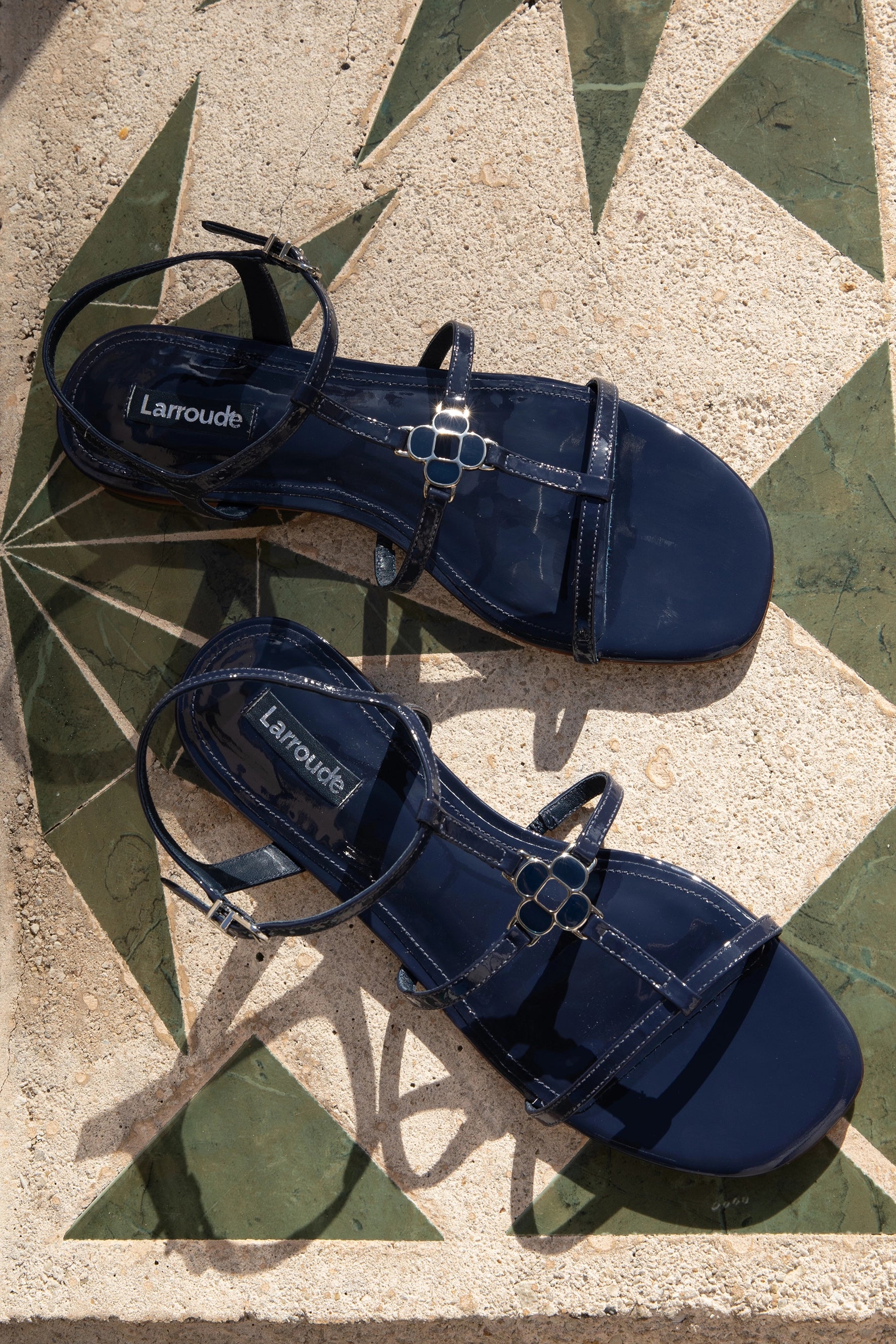 Hana Flat Shoes in Navy Patent Leather - Comfortable & Stylish Women's Ballet Flats for Work, Office, and Casual Wear
