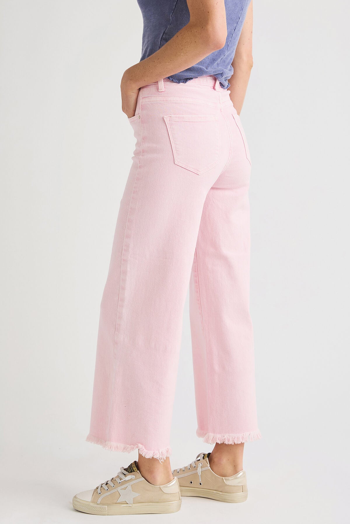 Risen Marlo Wide Leg Crop Jeans for Women - High Waist Distressed Denim Pants - Casual & Trendy Outfit for Streetwear, Date Night, and Everyday Wear
